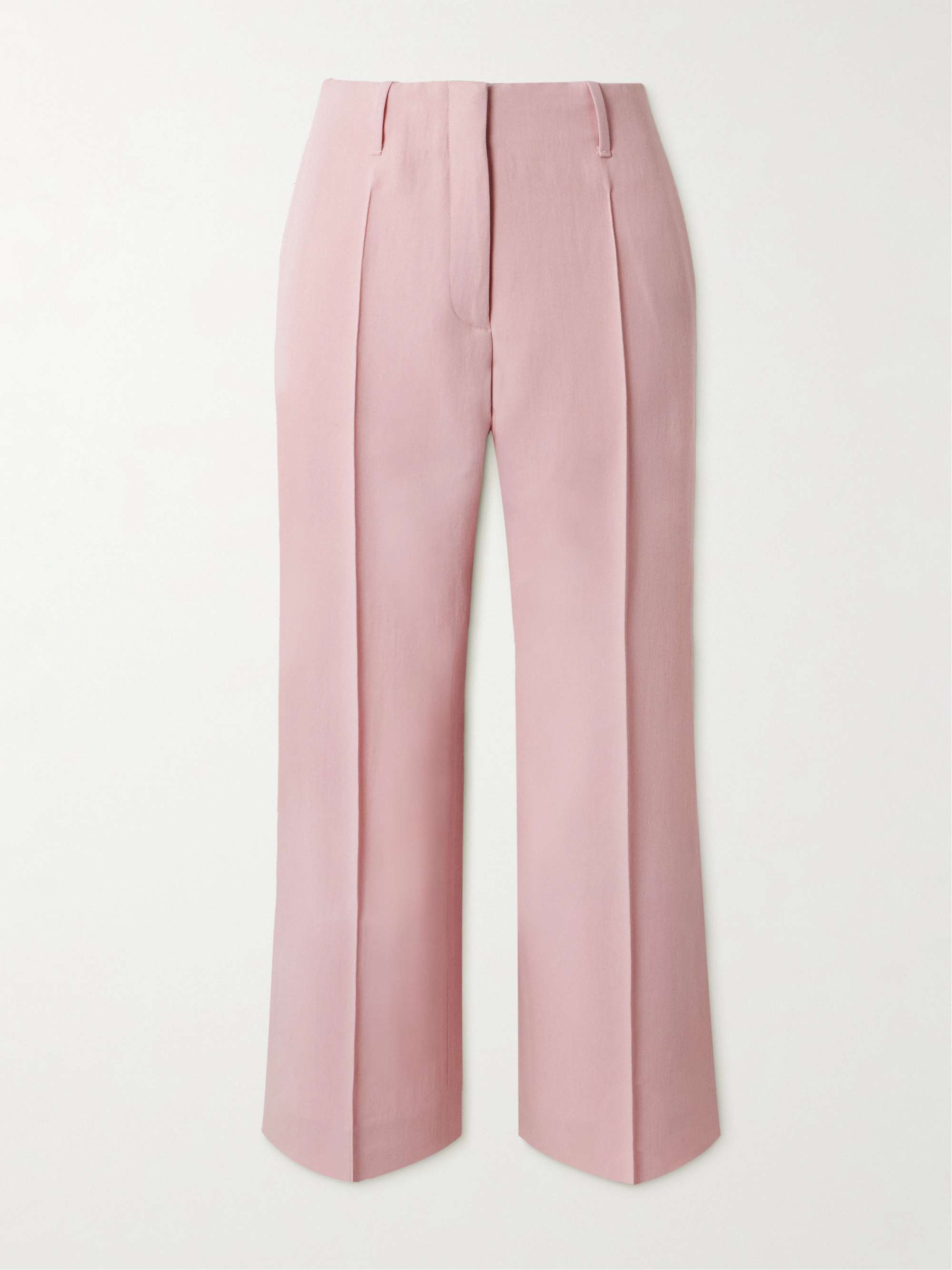 Cropped pleated wool-blend twill straight-leg pants view