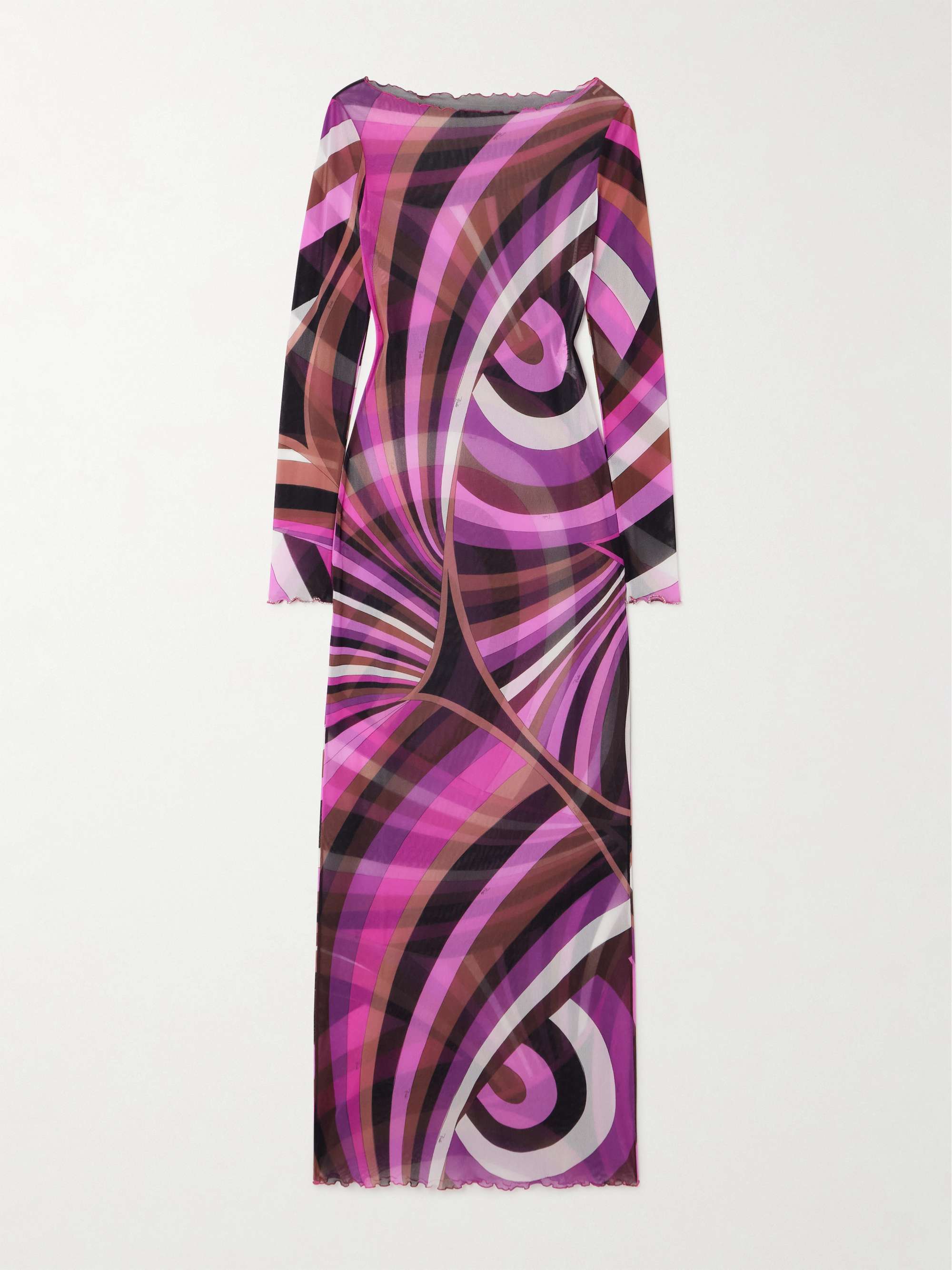 Crystal-embellished printed tulle maxi dress view