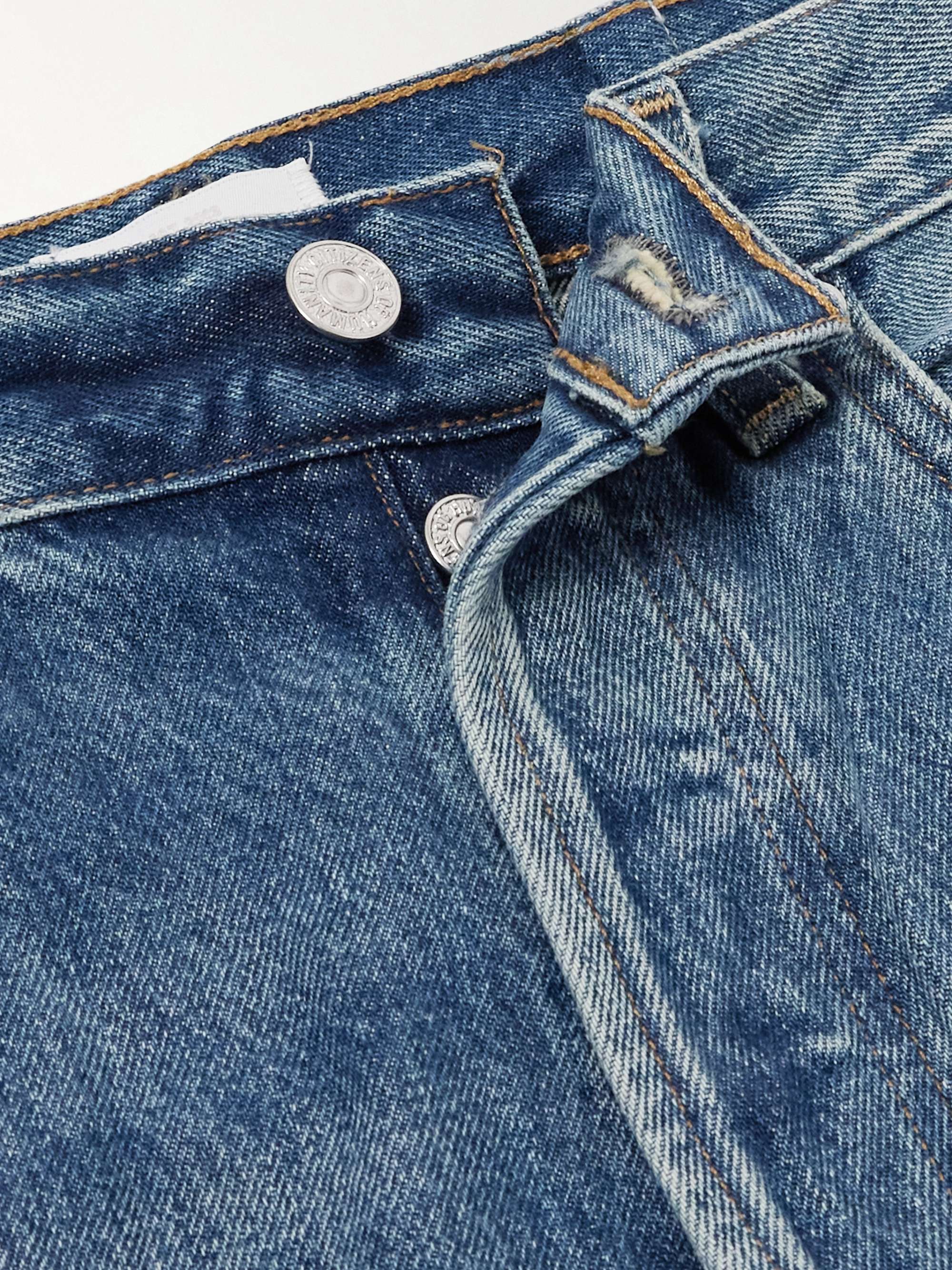 Horseshoe frayed high-rise barrel-leg jeans view