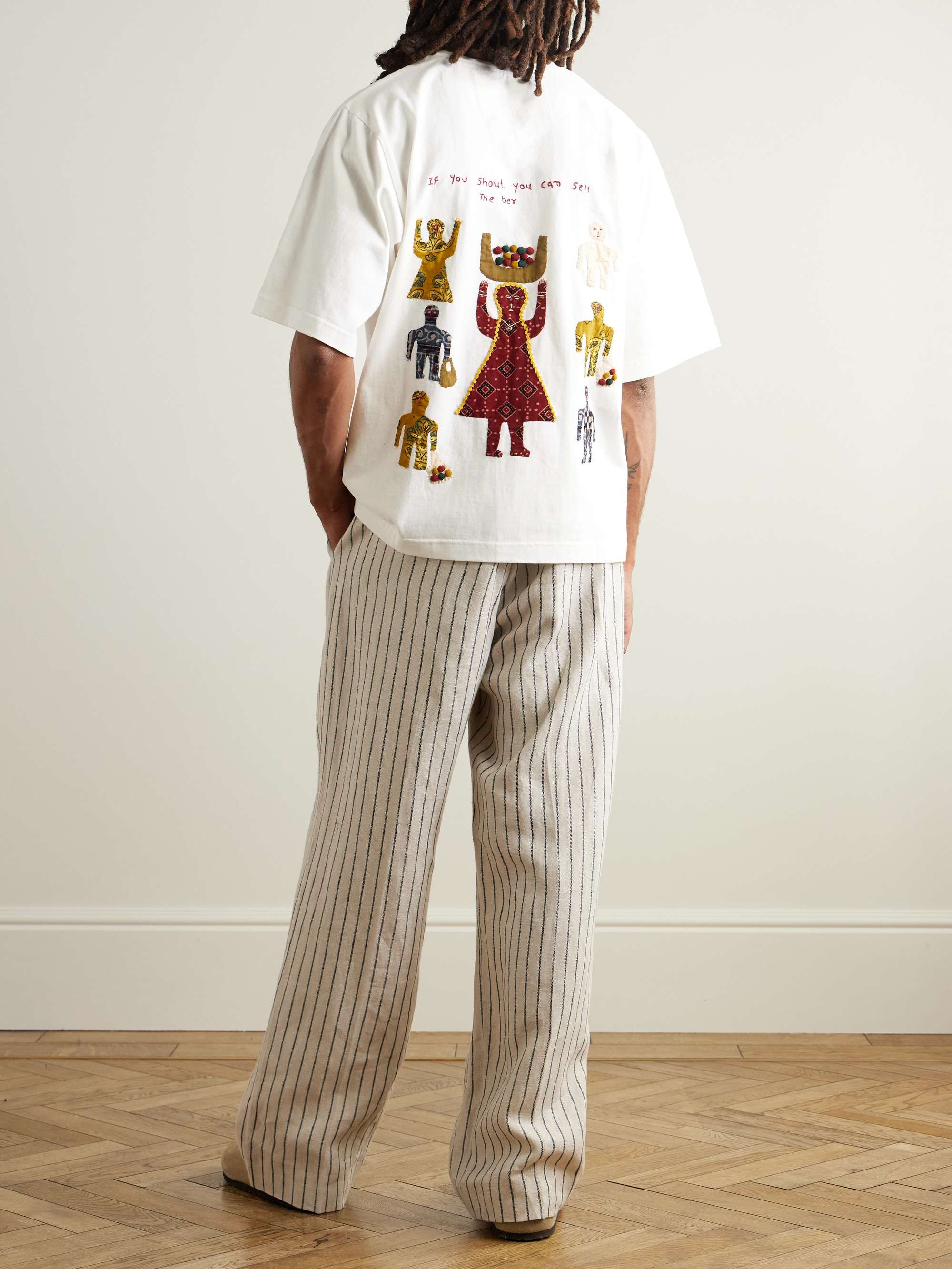 Embroidered Appliquéd Cotton-Jersey T-Shirt view