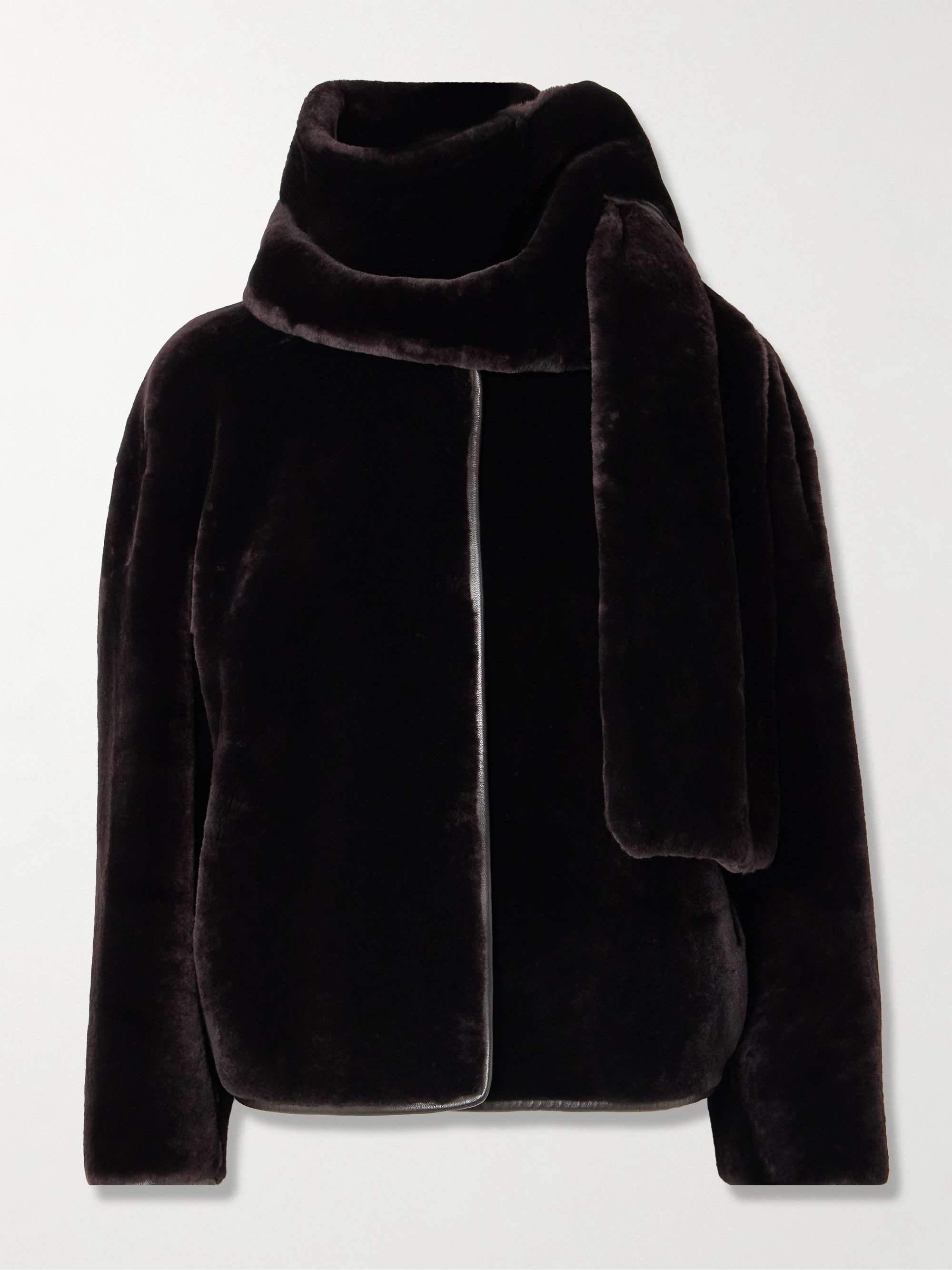 Lyra scarf-detailed shearling jacket view