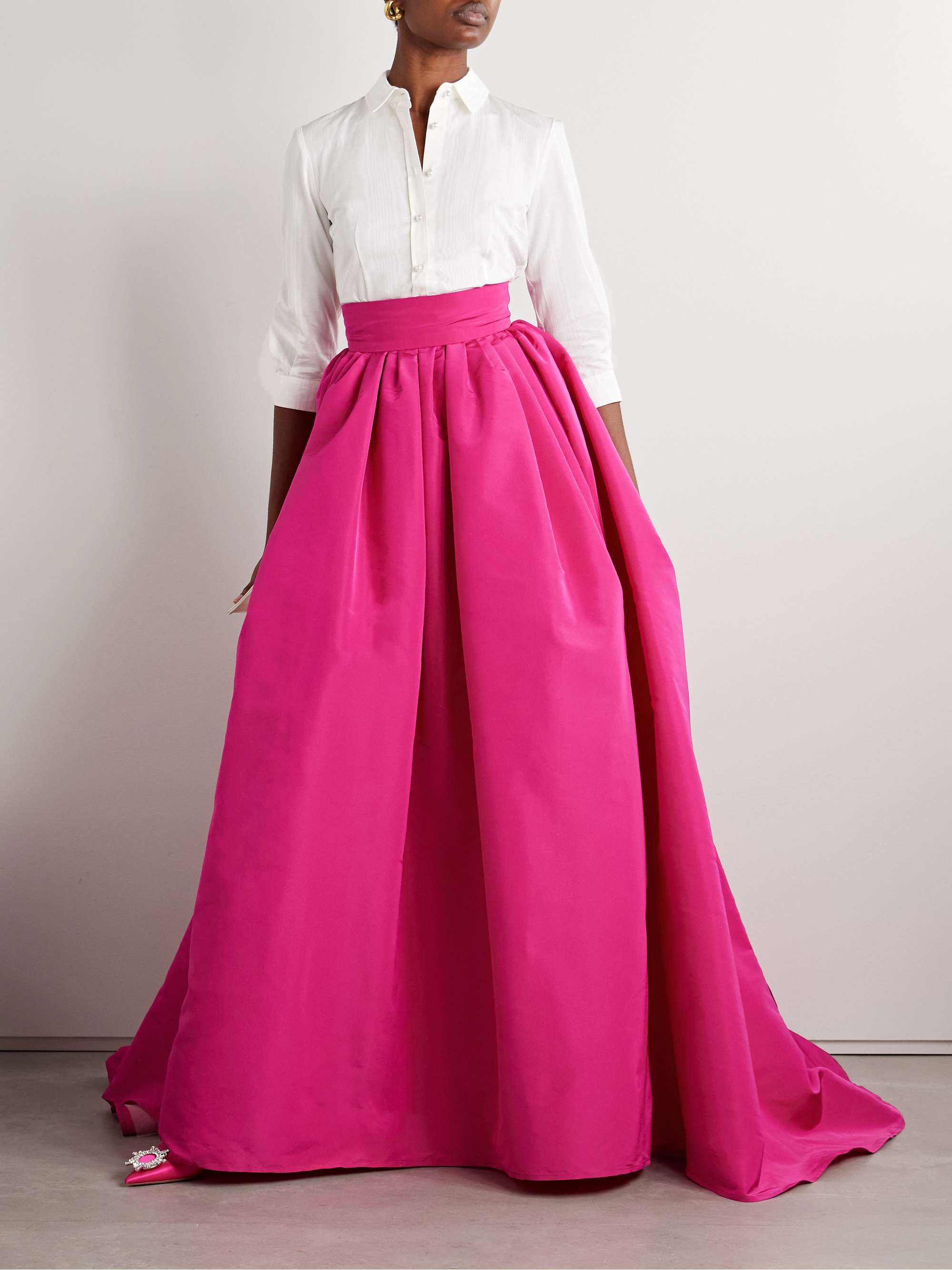 Pleated silk-faille maxi skirt view