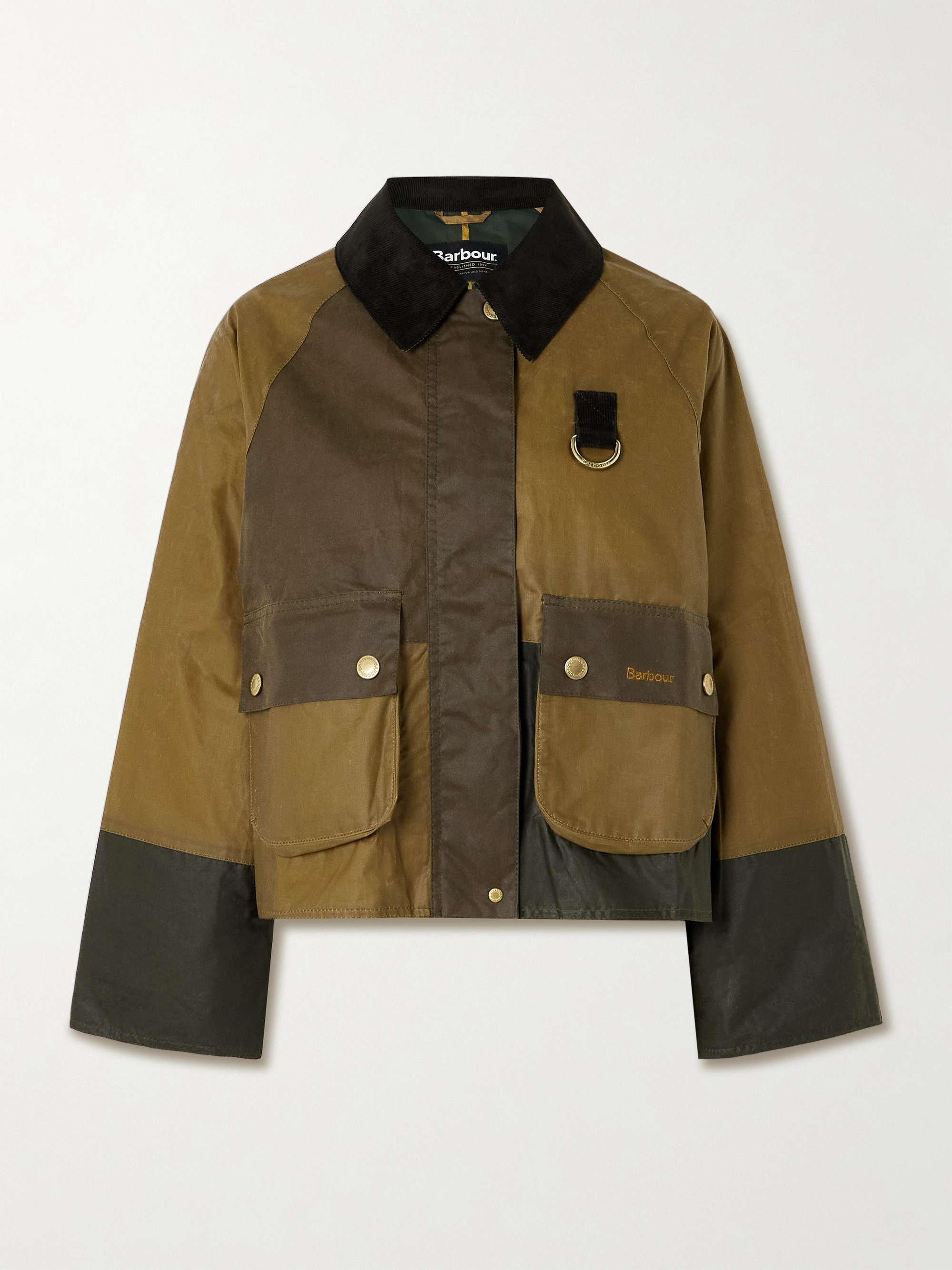 Alma cropped corduroy-trimmed patchwork waxed-cotton jacket view