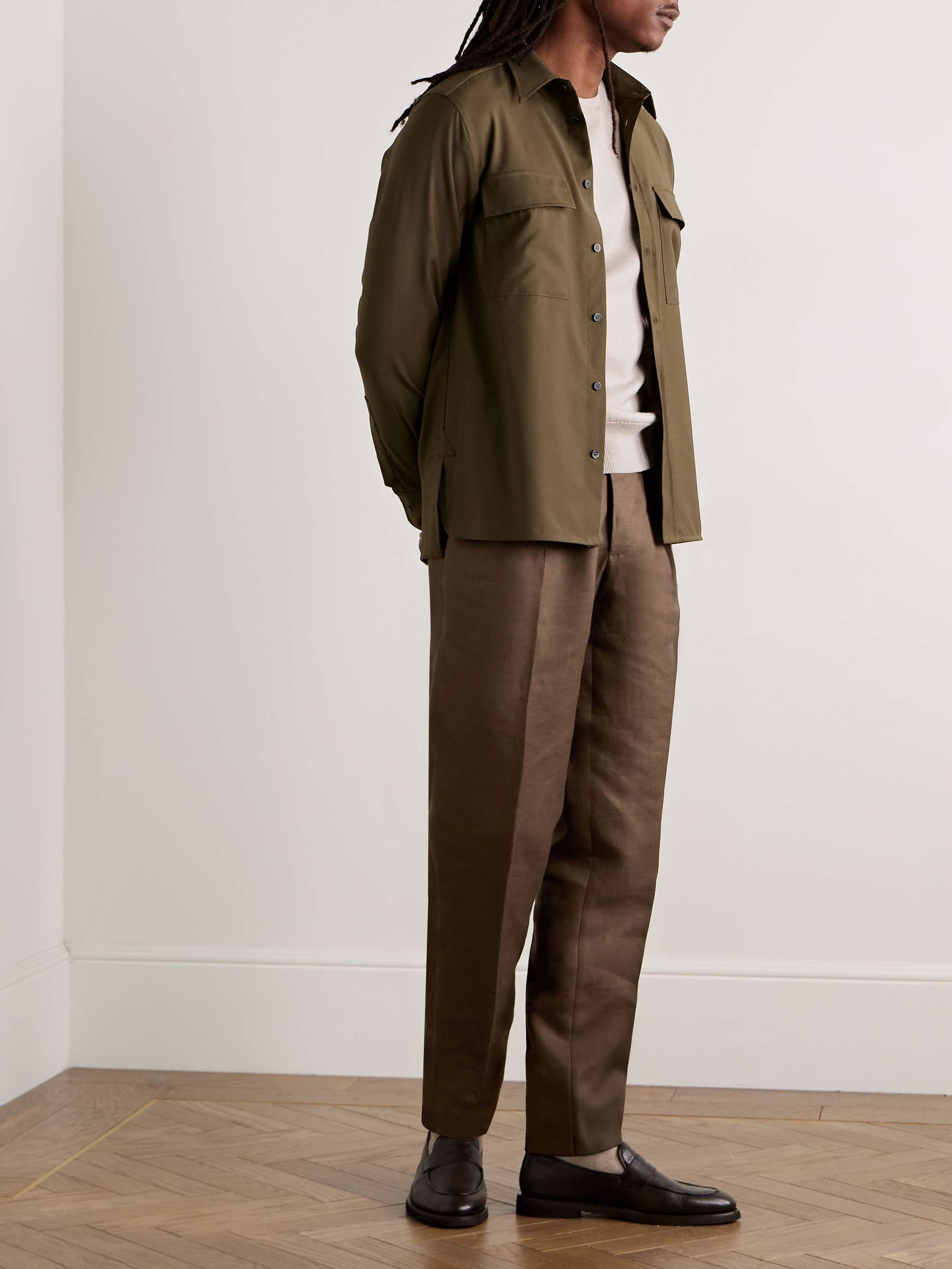 Venezia 1951 Tapered Pleated Linen-Blend Trousers view