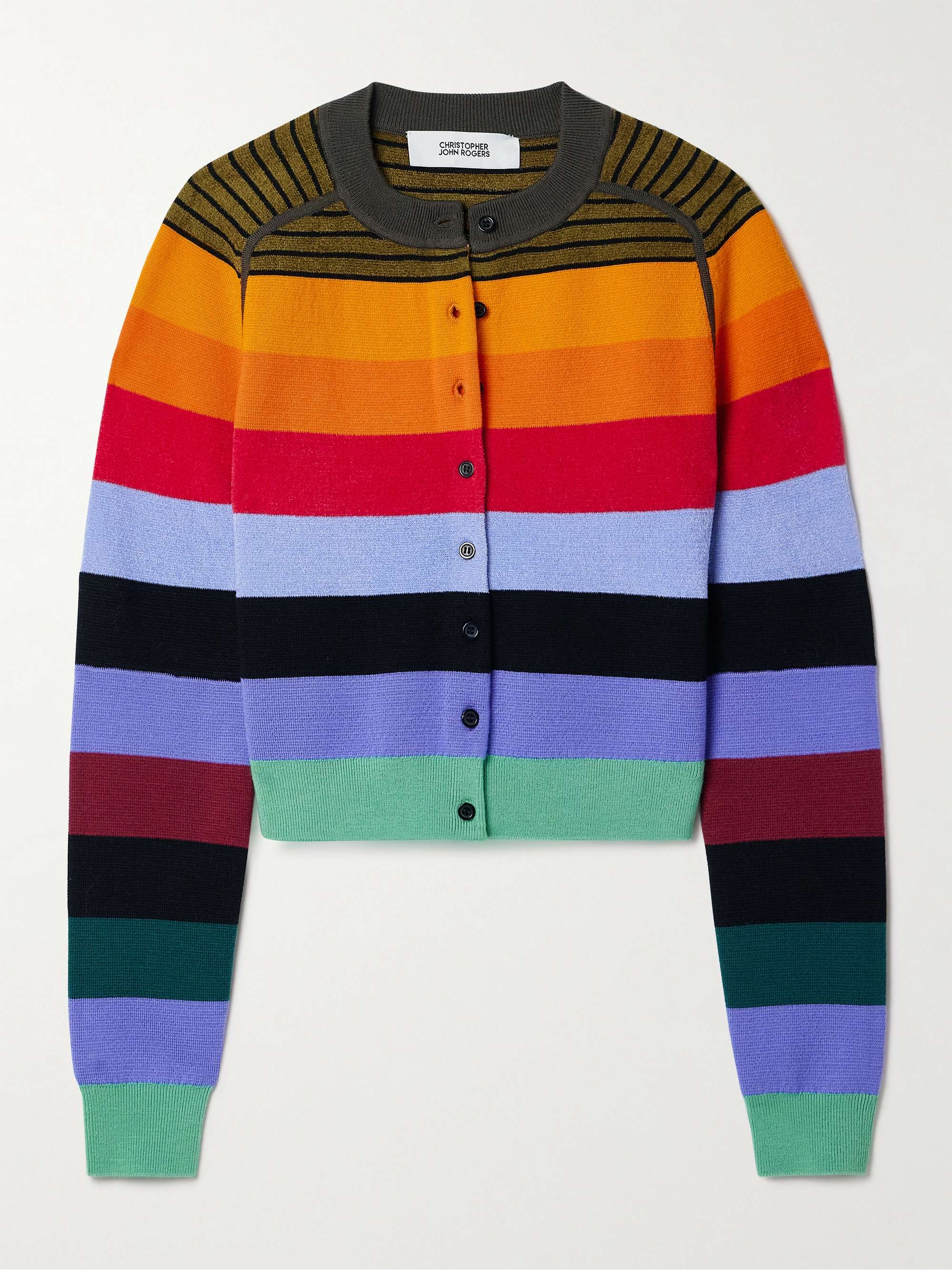 Striped wool-blend cardigan view