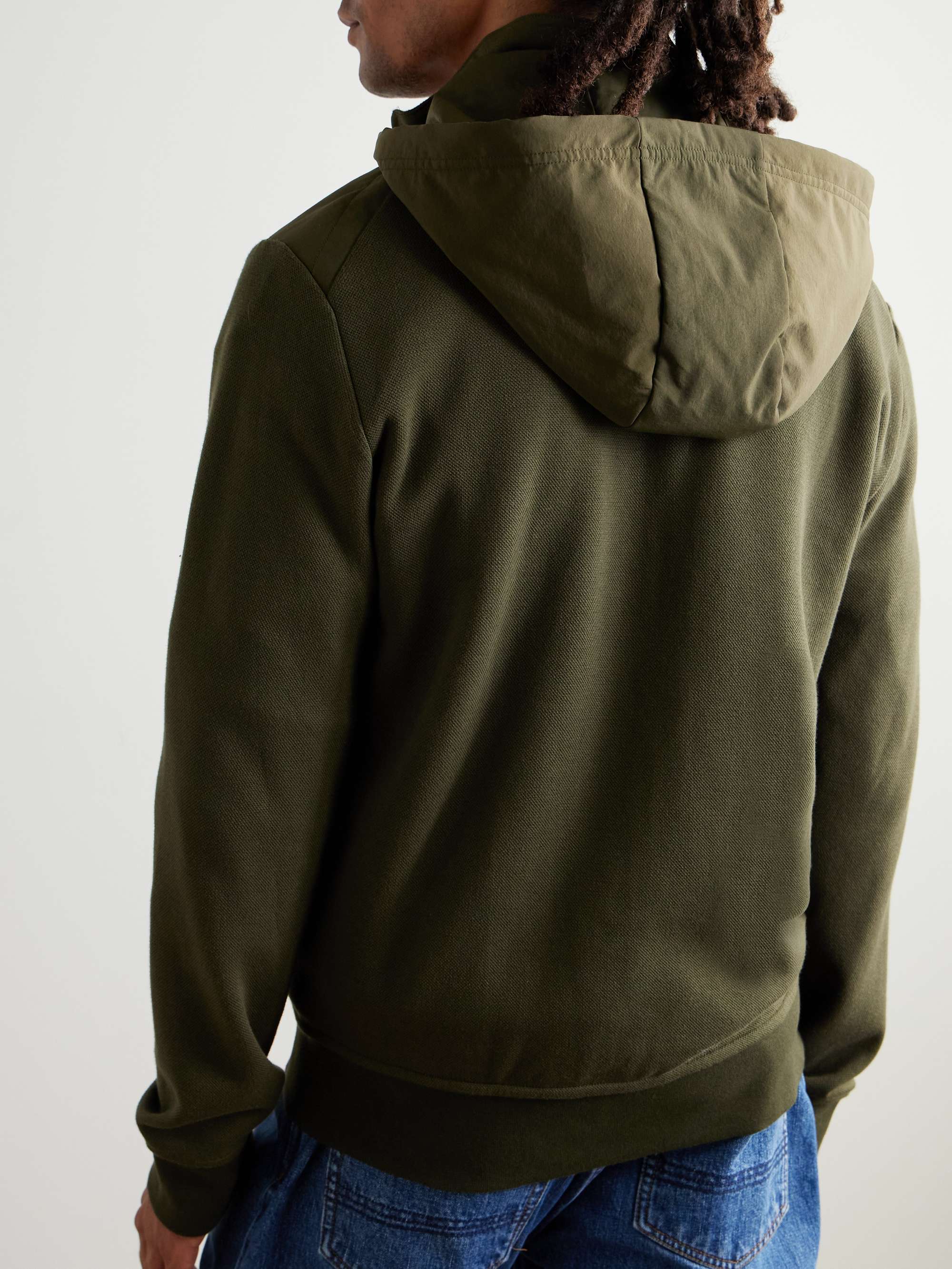Quilted Shell and Cotton-Blend Piqué Hooded Jacket view