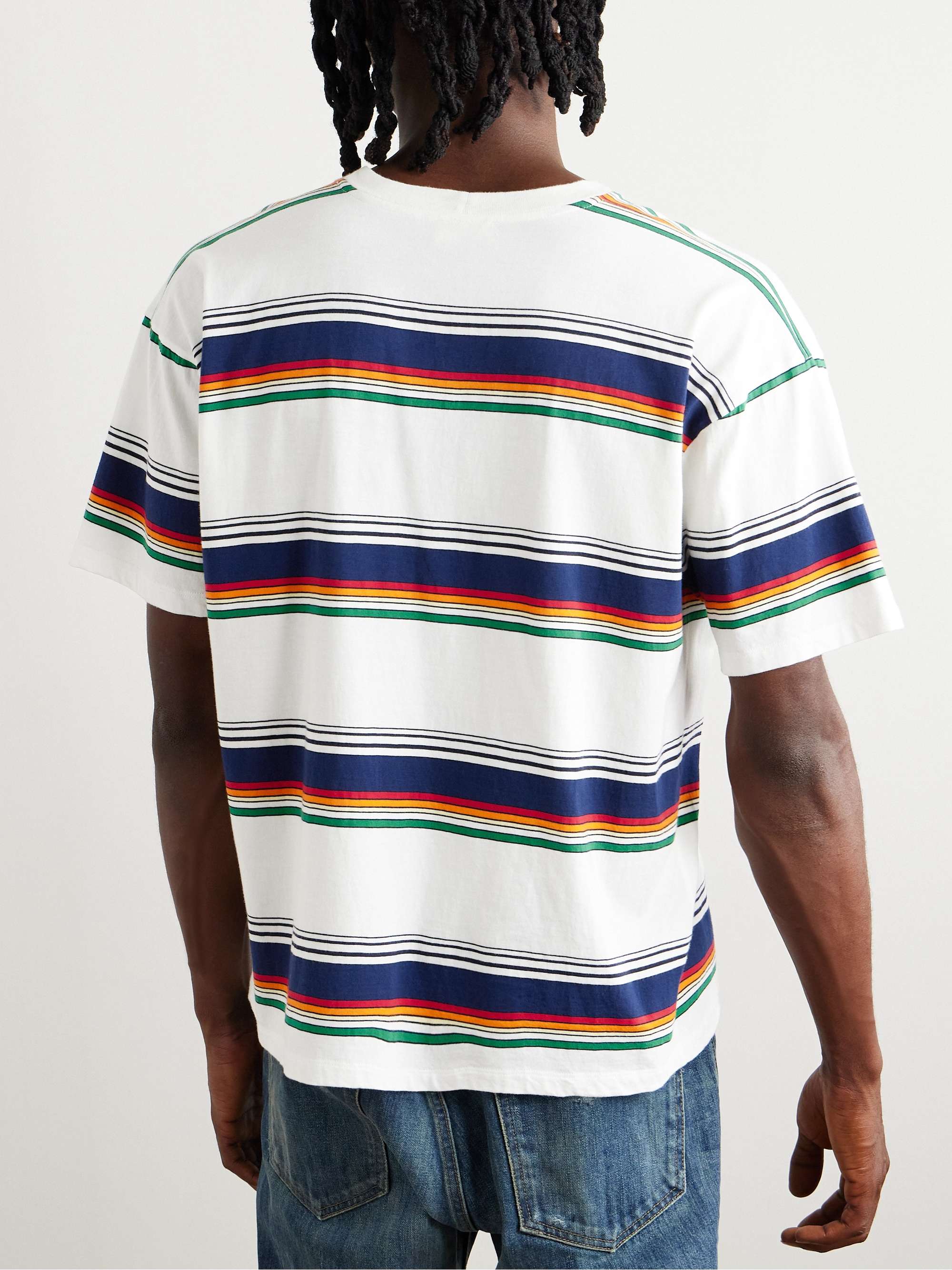 Logo-Embroidered Striped Cotton-Jersey T-Shirt view