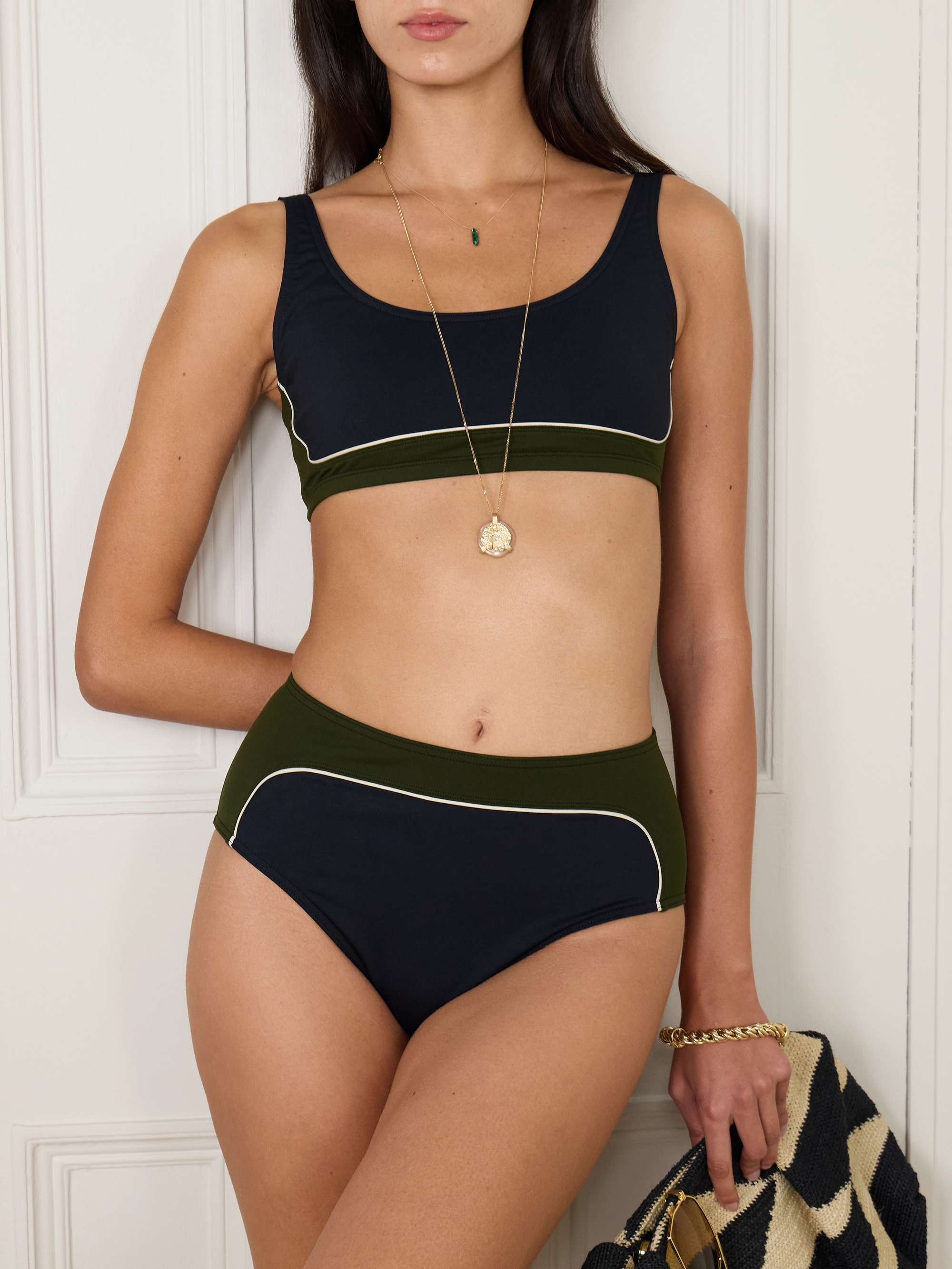 Finale color-block bikini top view