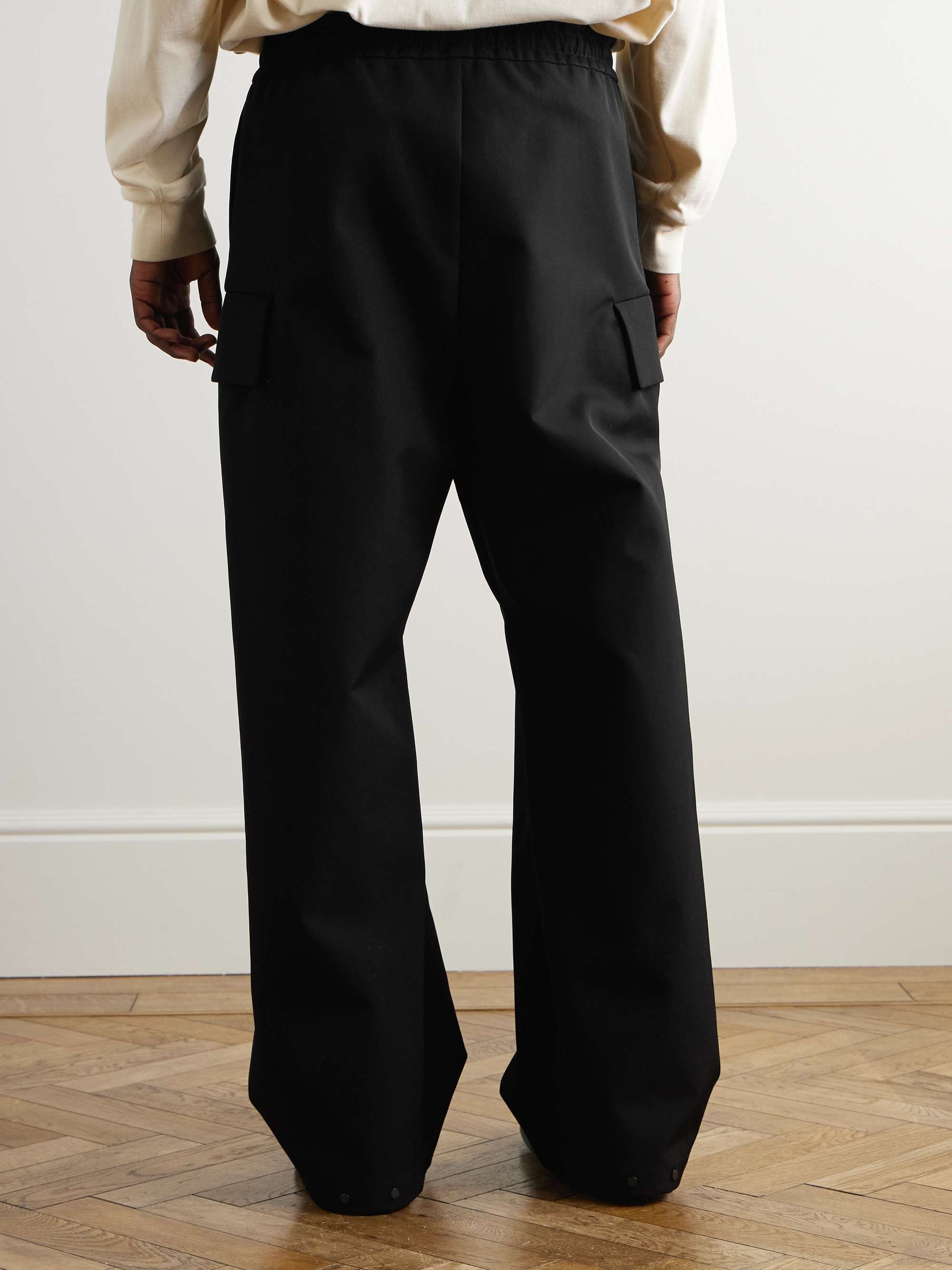 Wide-Leg Wool and Cotton-Blend Twill Drawstring Cargo Trousers view
