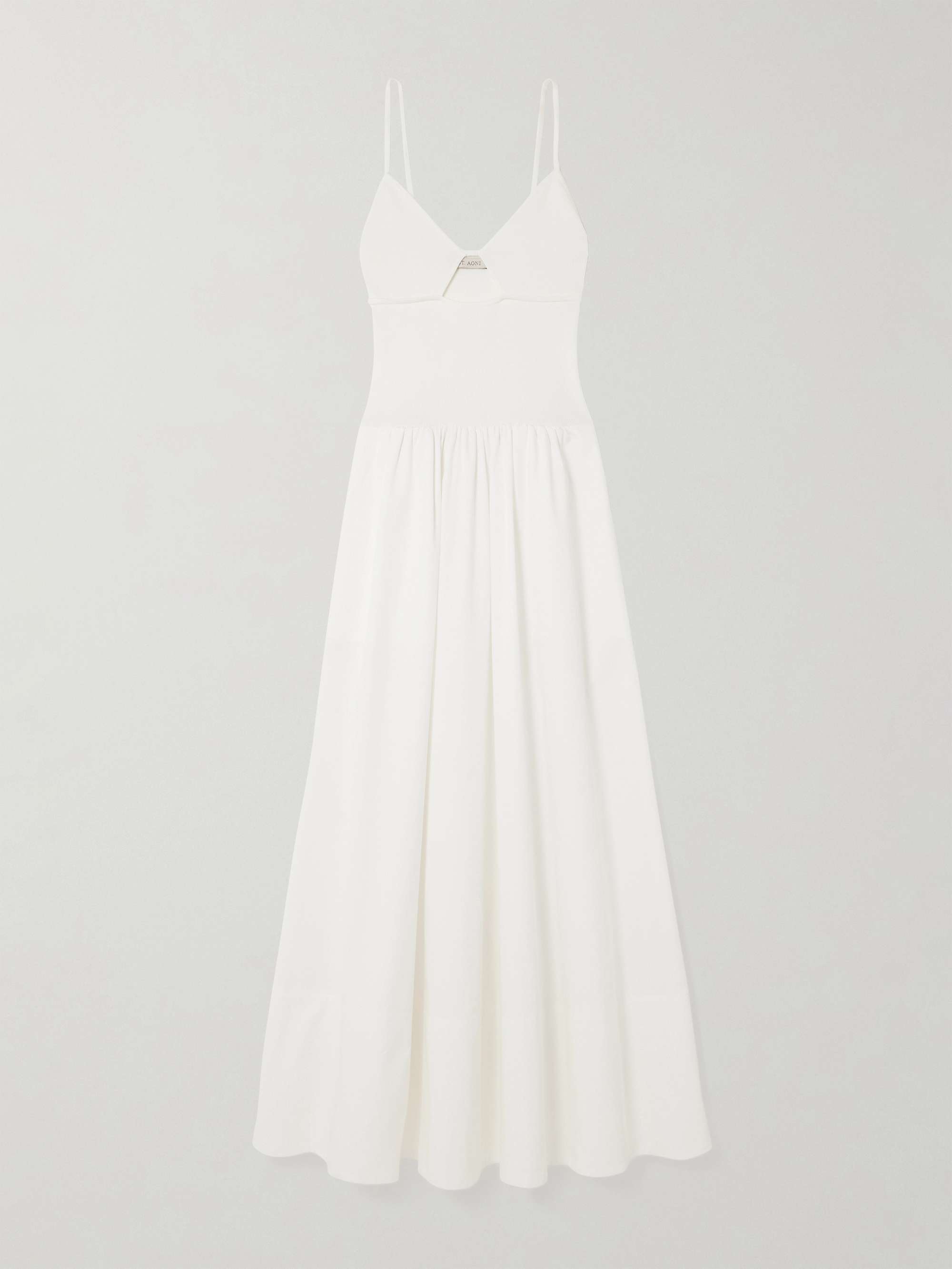 Cutout stretch-knit and cotton-poplin maxi dress view