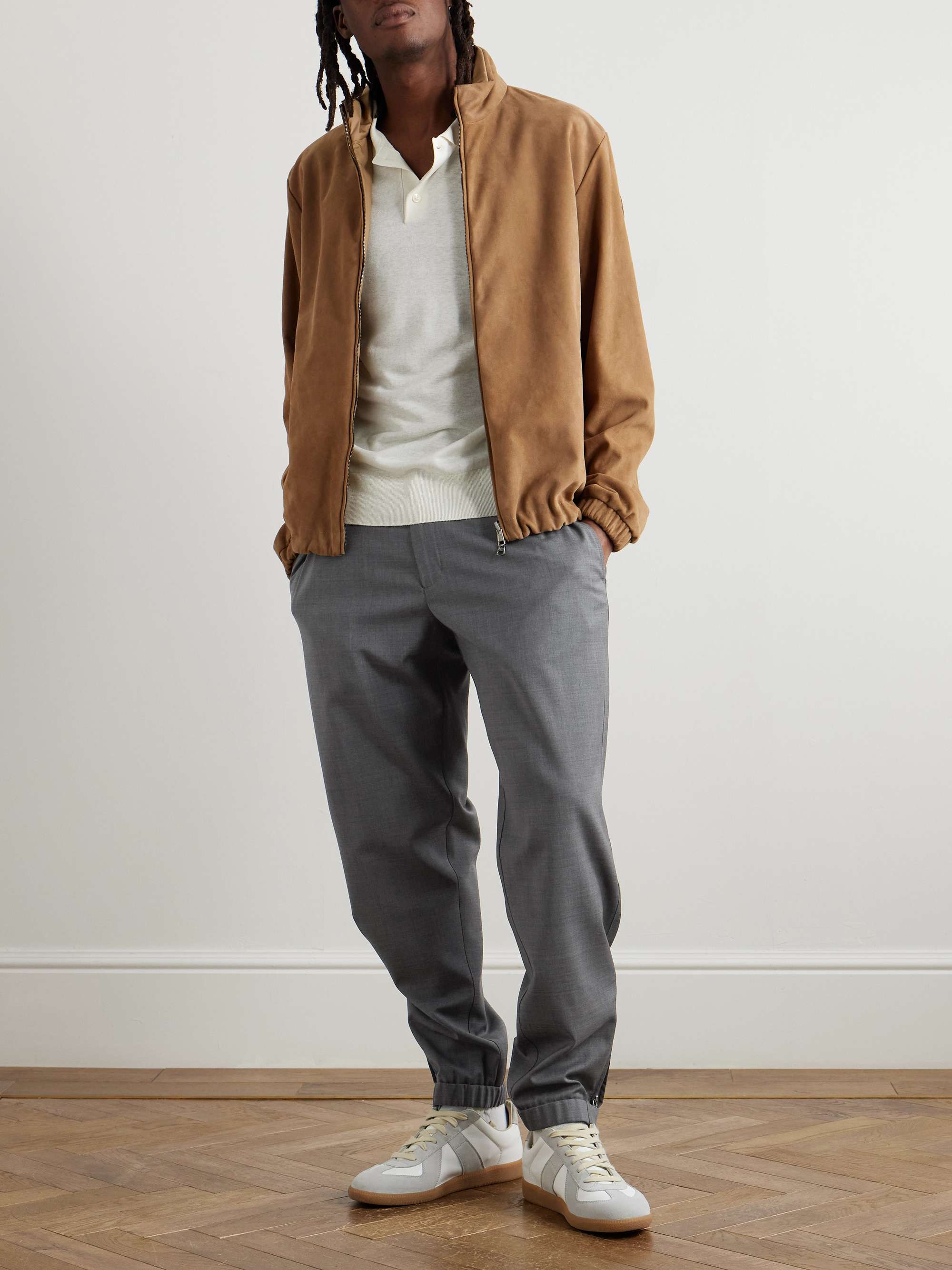 Tapered Logo-Appliquéd Wool Trousers view