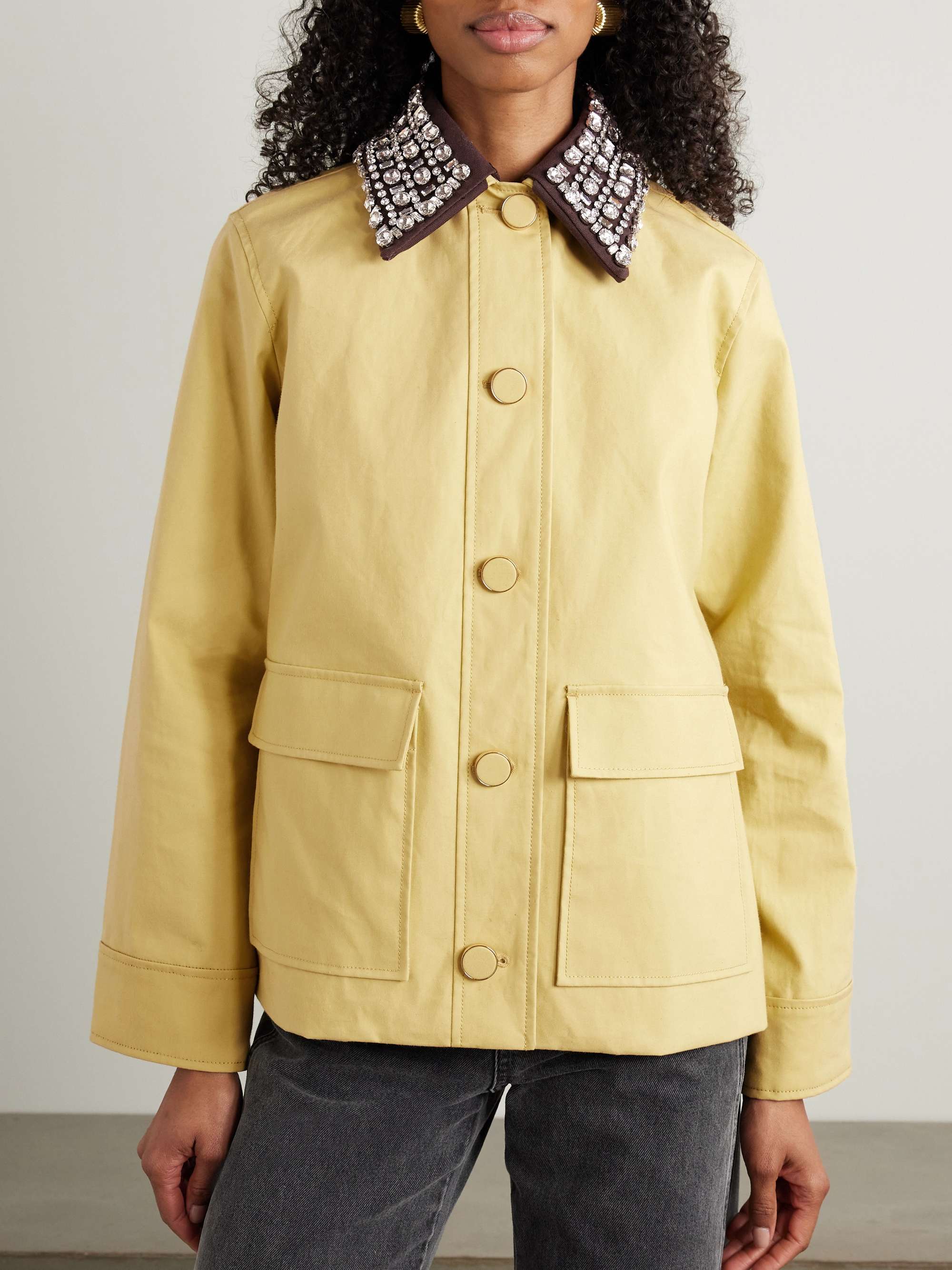 Arlen Dickey crystal-embellished coated-cotton coat view