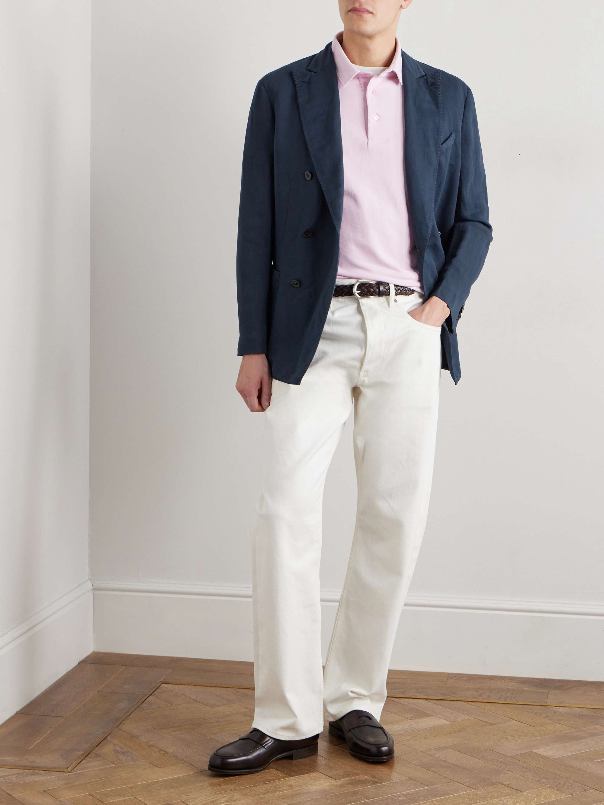 Double-Breasted Cotton and Linen-Blend Blazer view