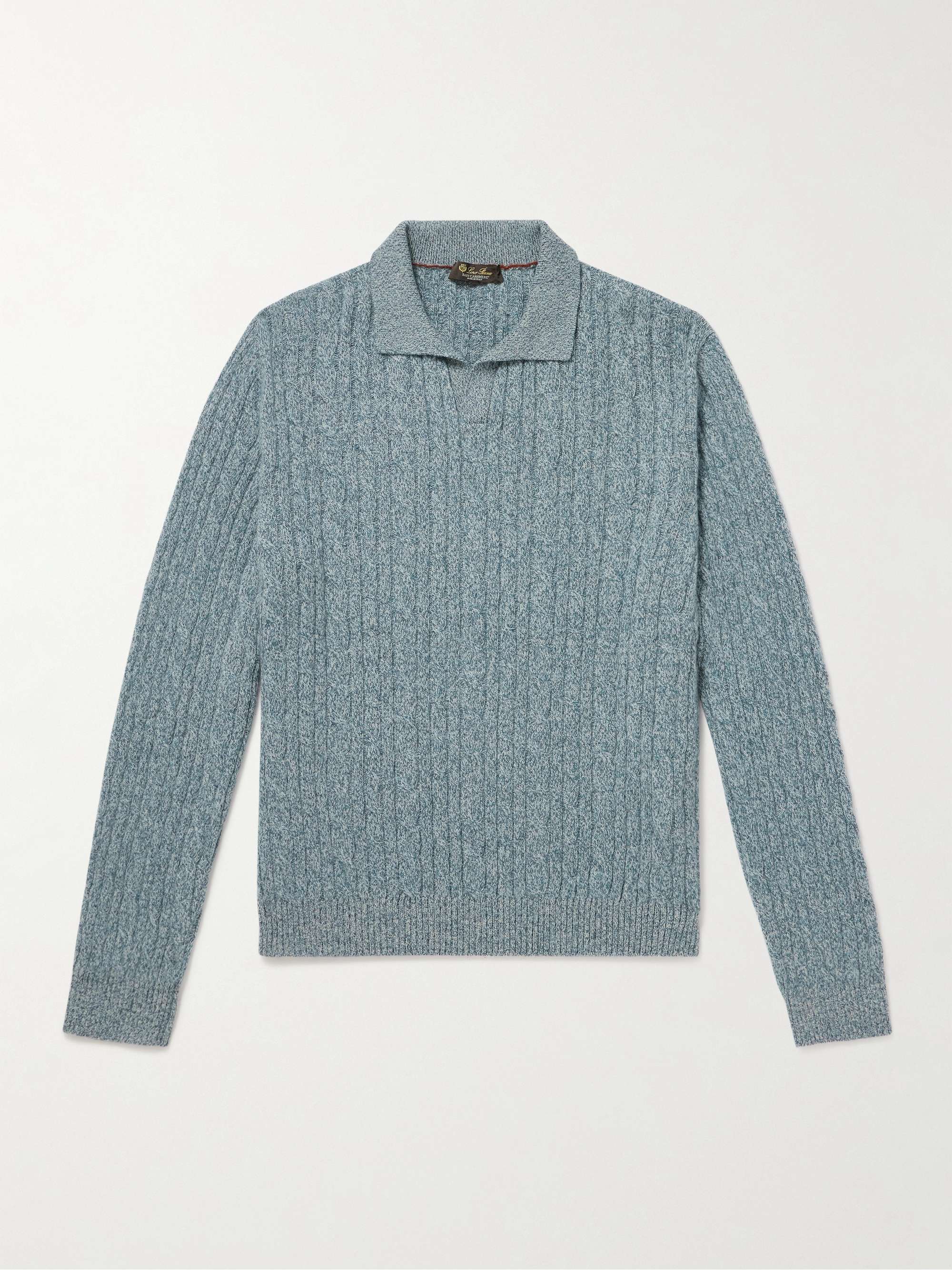 Cable-Knit Cashmere Polo Sweater view