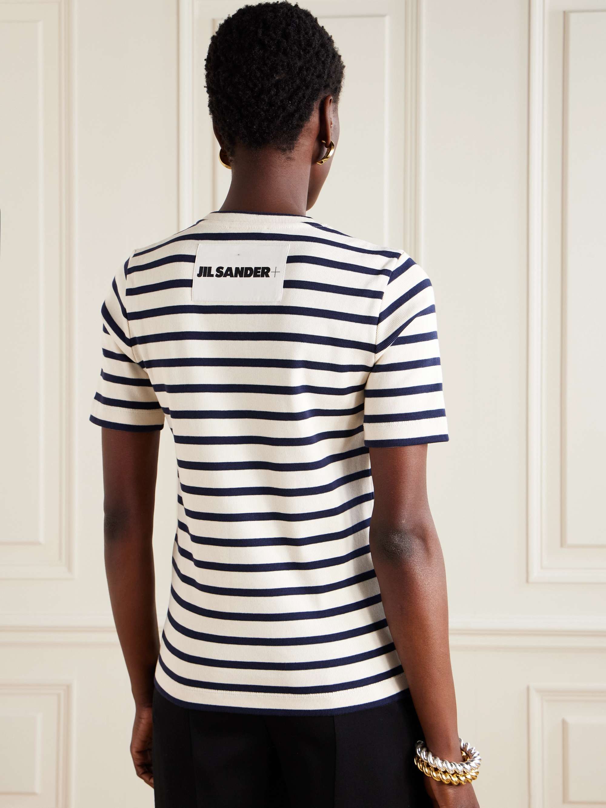 Striped knitted cotton T-shirt view
