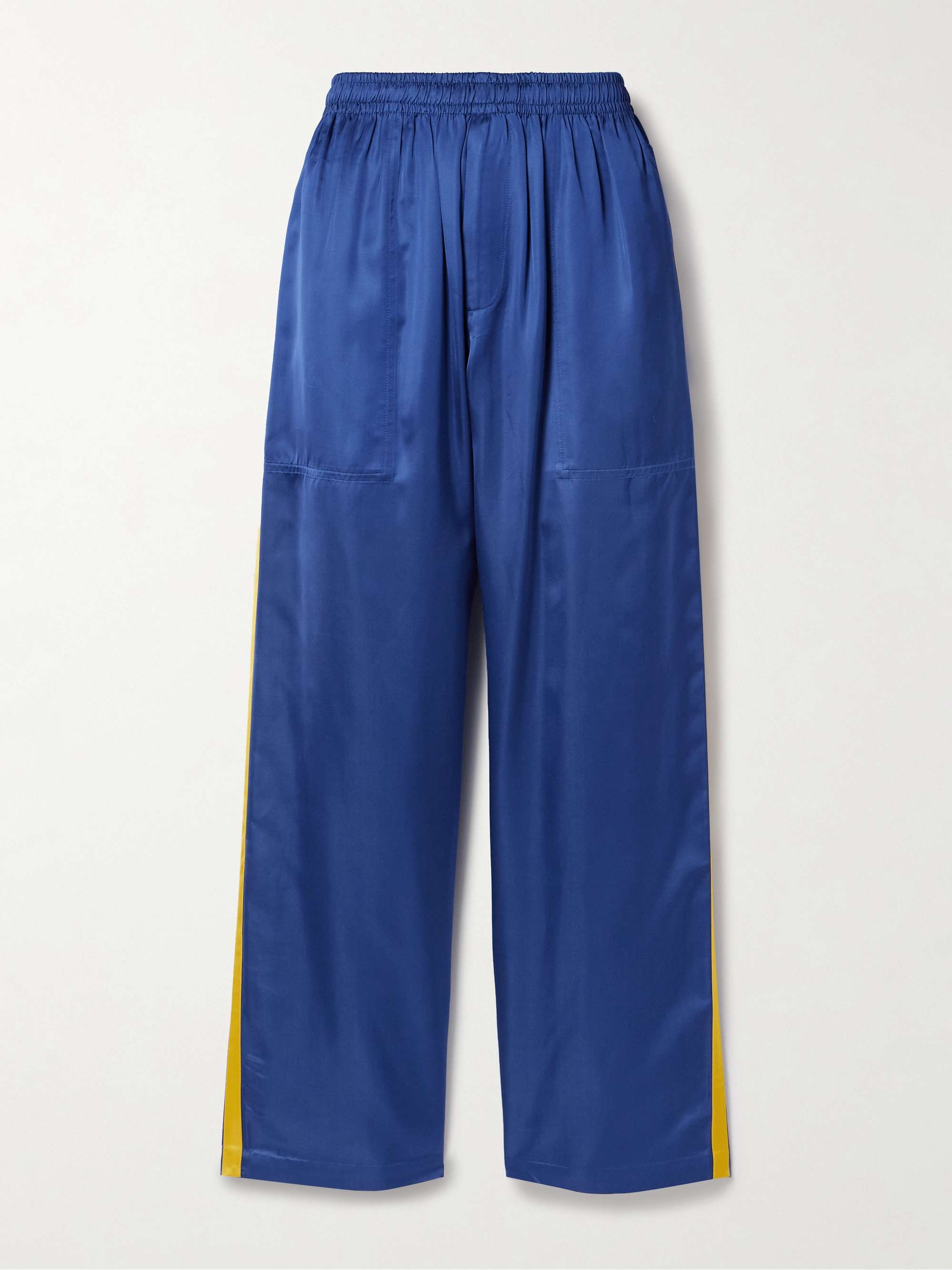 Striped satin wide-leg track pants view
