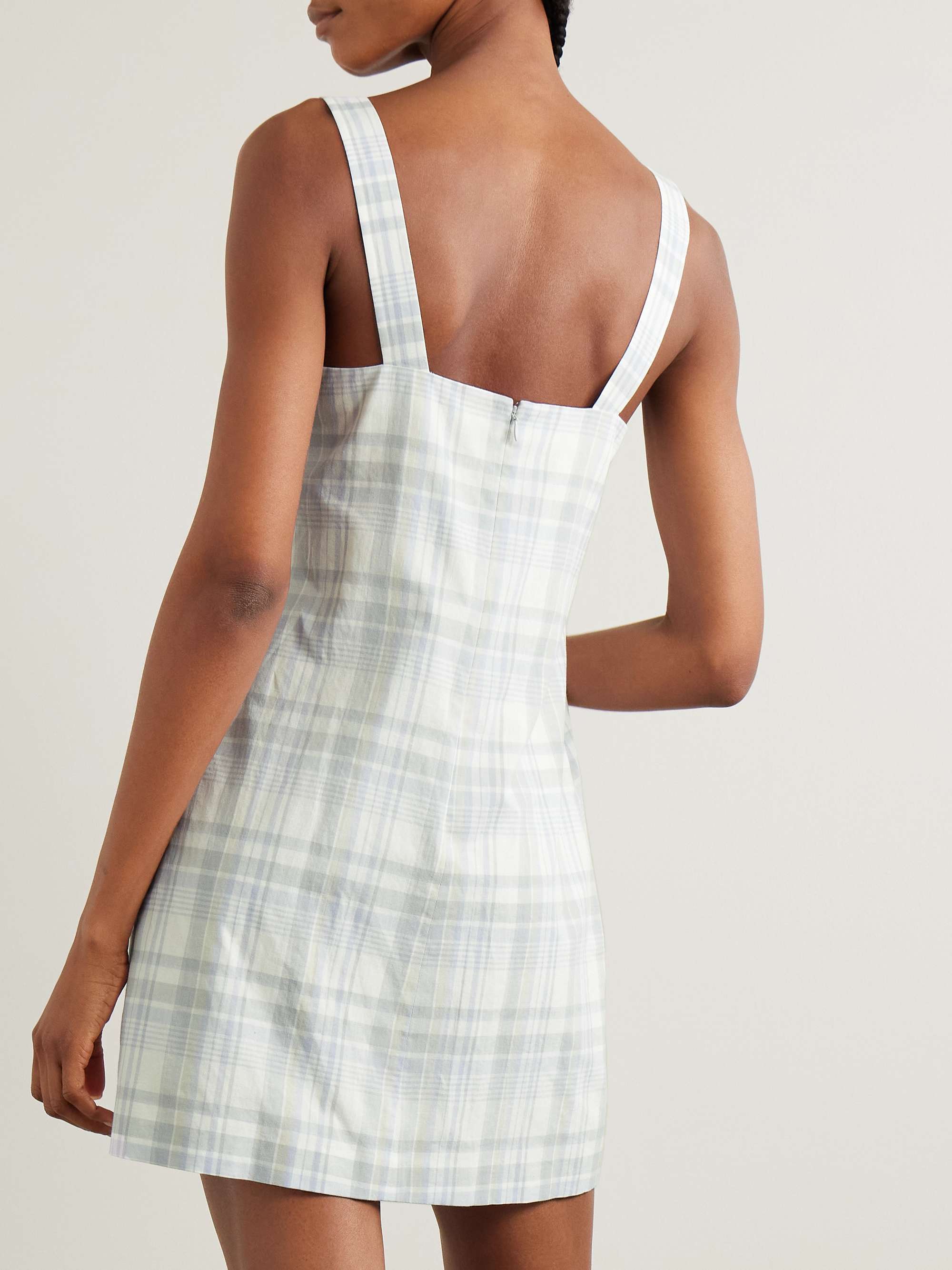 Checked cotton and linen-blend mini dress view