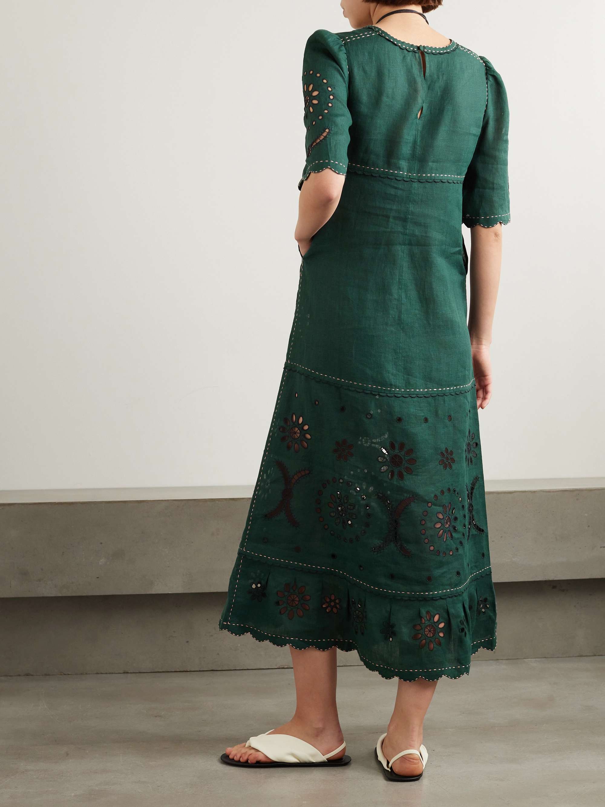 Dalida scalloped broderie anglaise linen maxi dress view