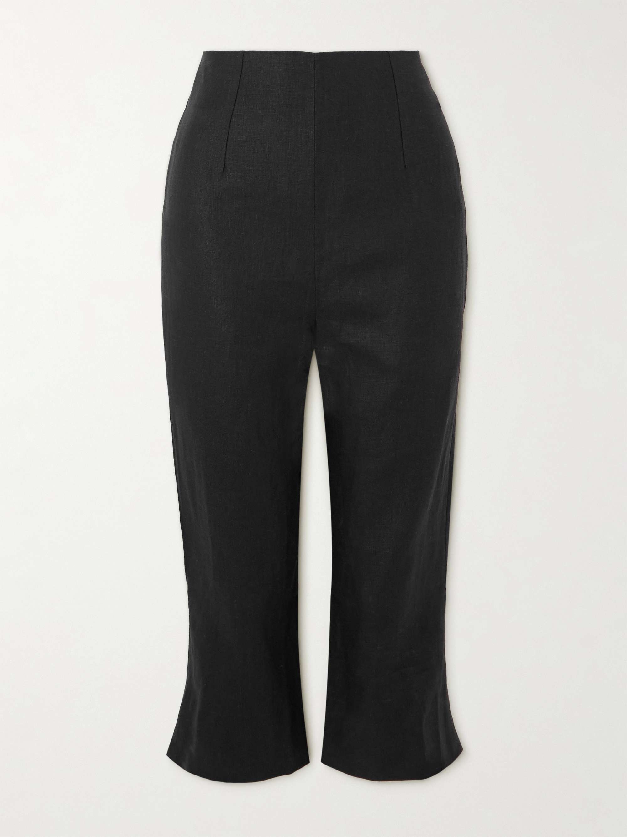 Capri cropped linen slim-leg pants view