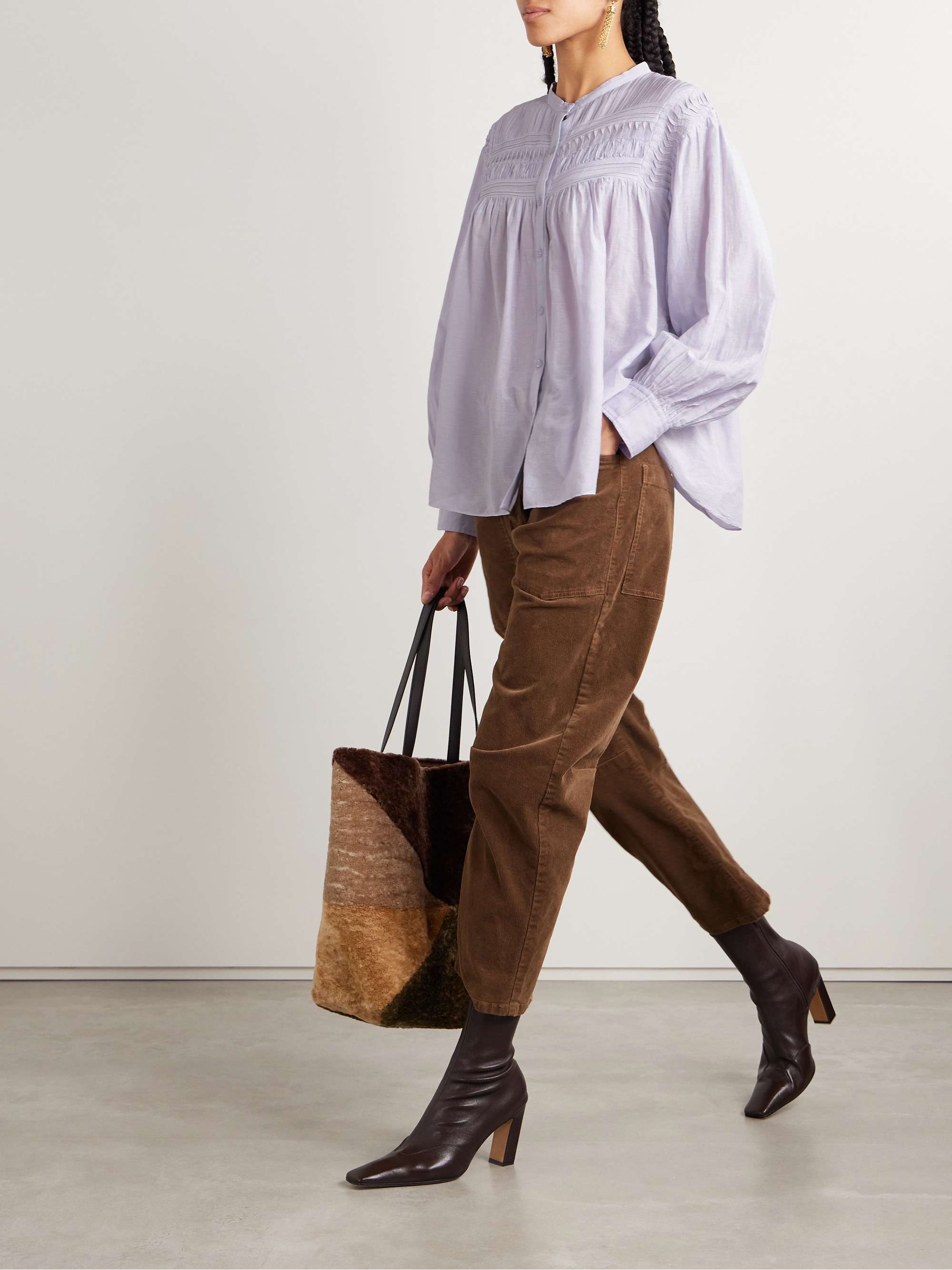 Plalia pintucked cotton-blend voile shirt view