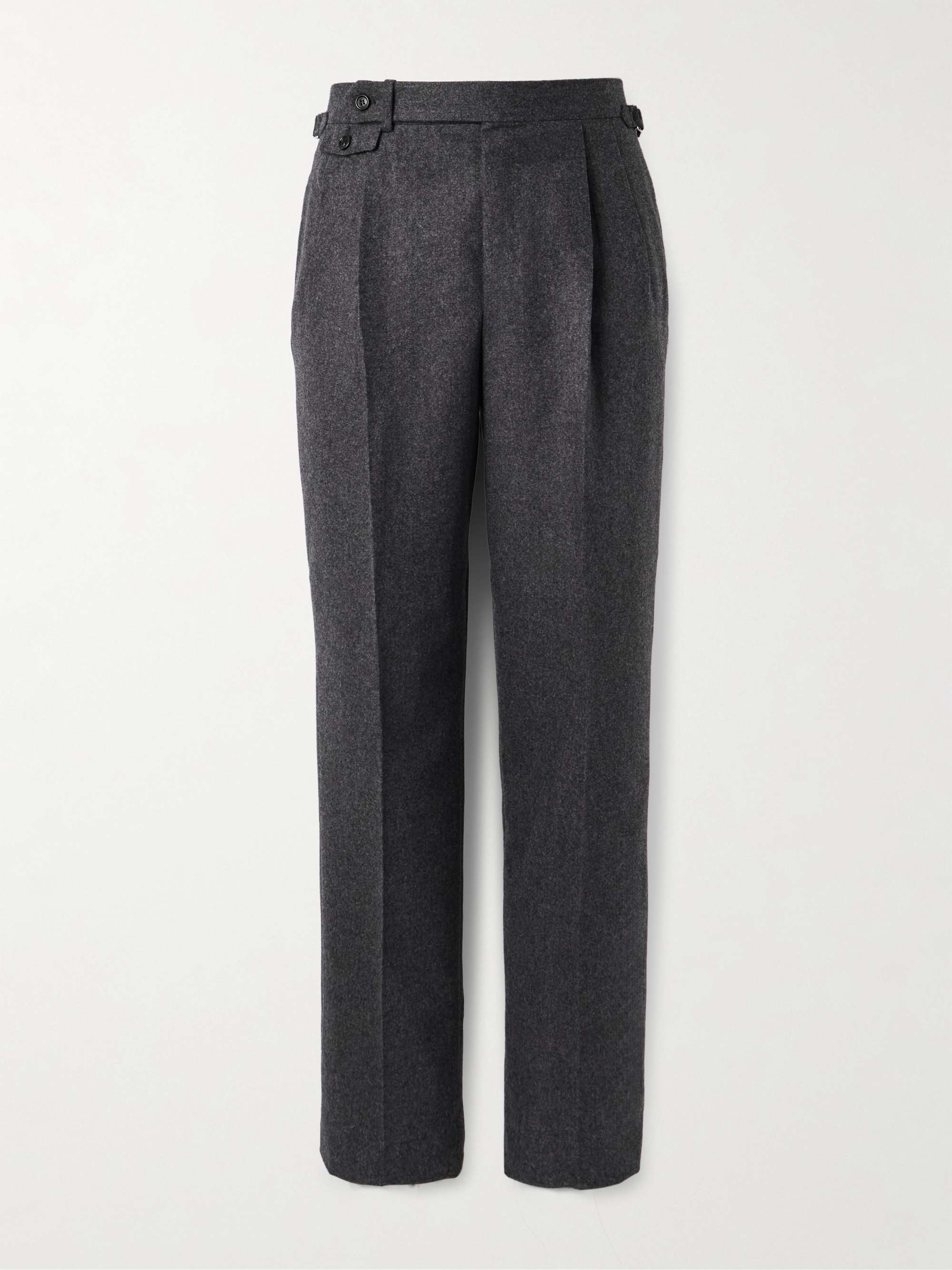 Pleated Wool and Cashmere-Blend Flannel Suit Trousers view
