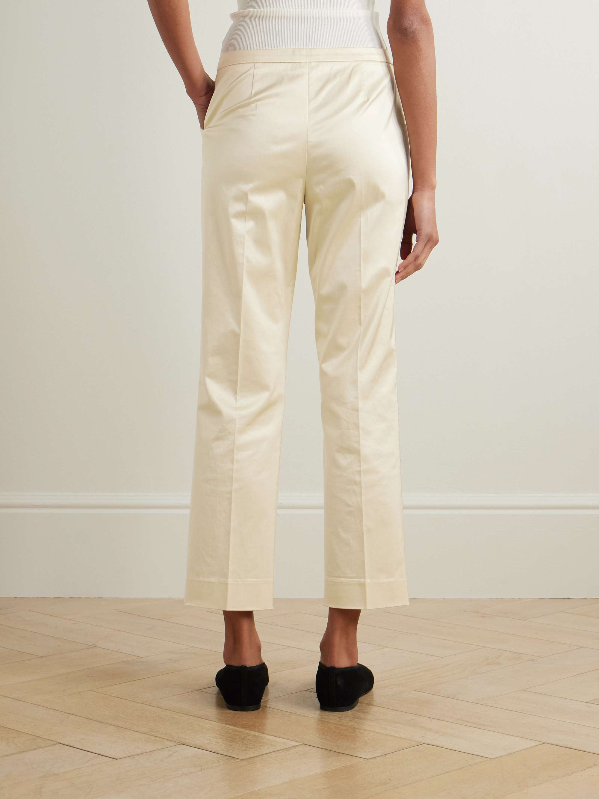 Cropped organic cotton-blend straight-leg pants view