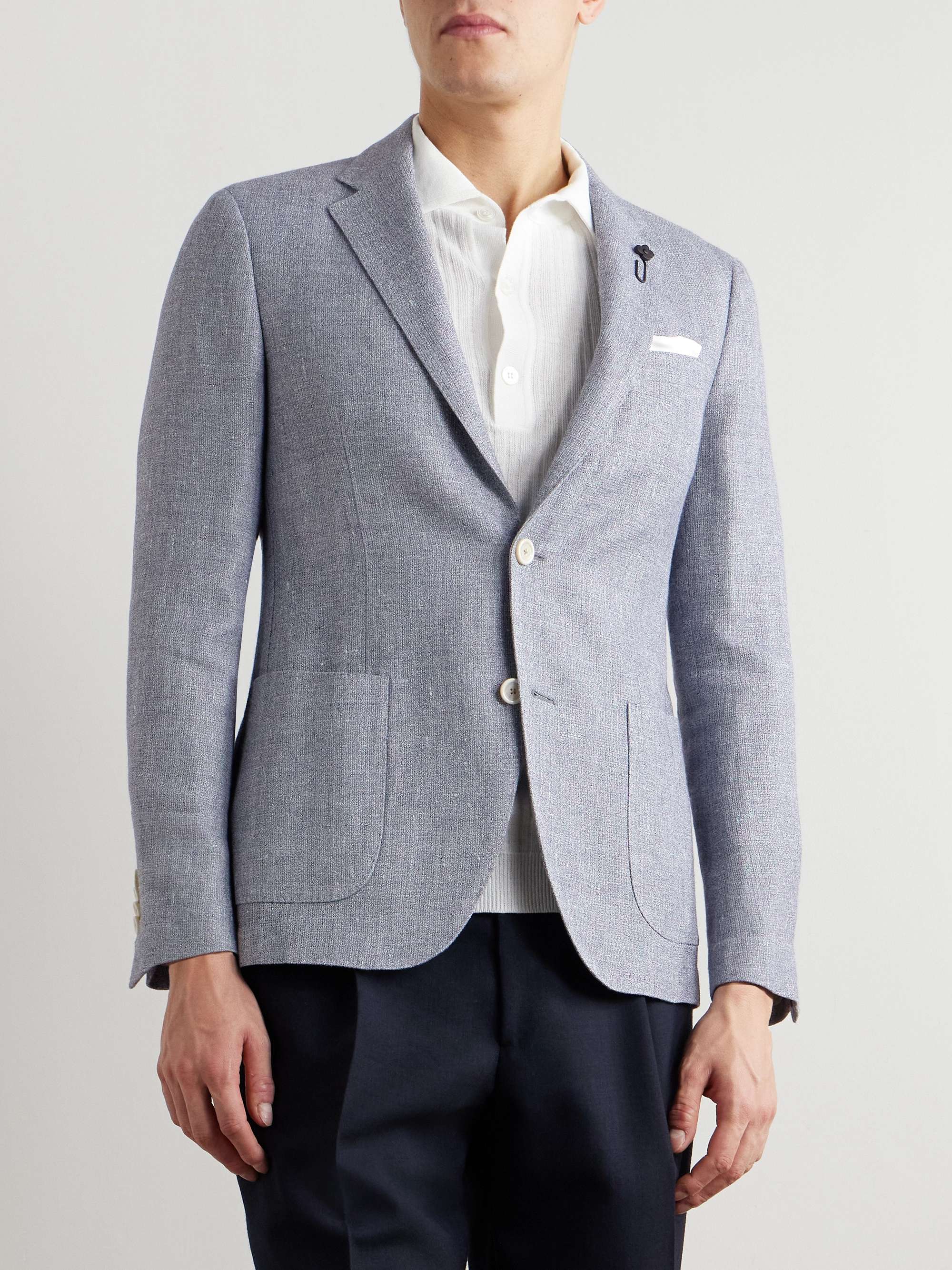 Linen and Wool-Blend Crepe Blazer view