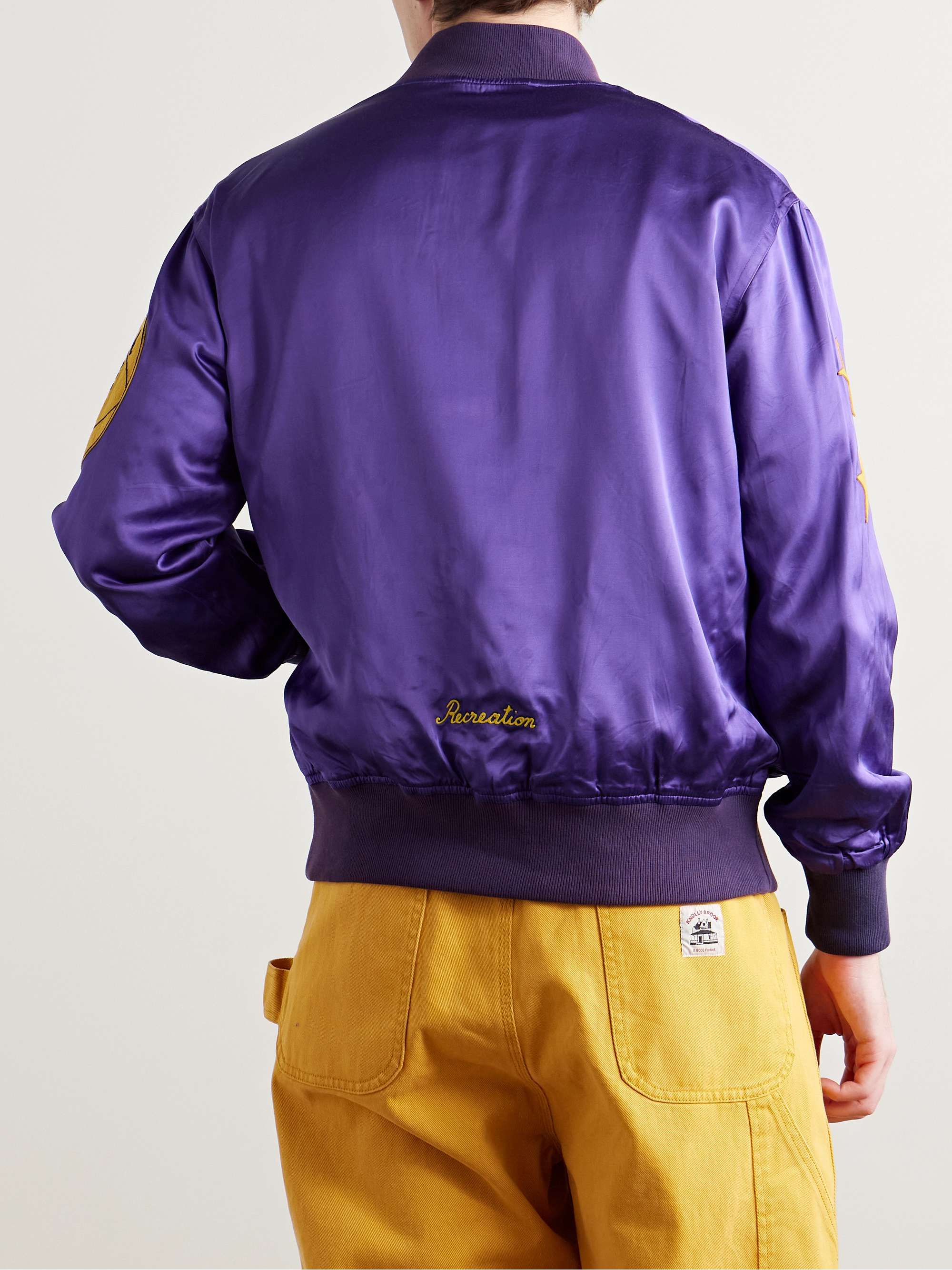 Athlete's Rally Logo-Appliquéd Embroidered Satin Bomber Jacket view