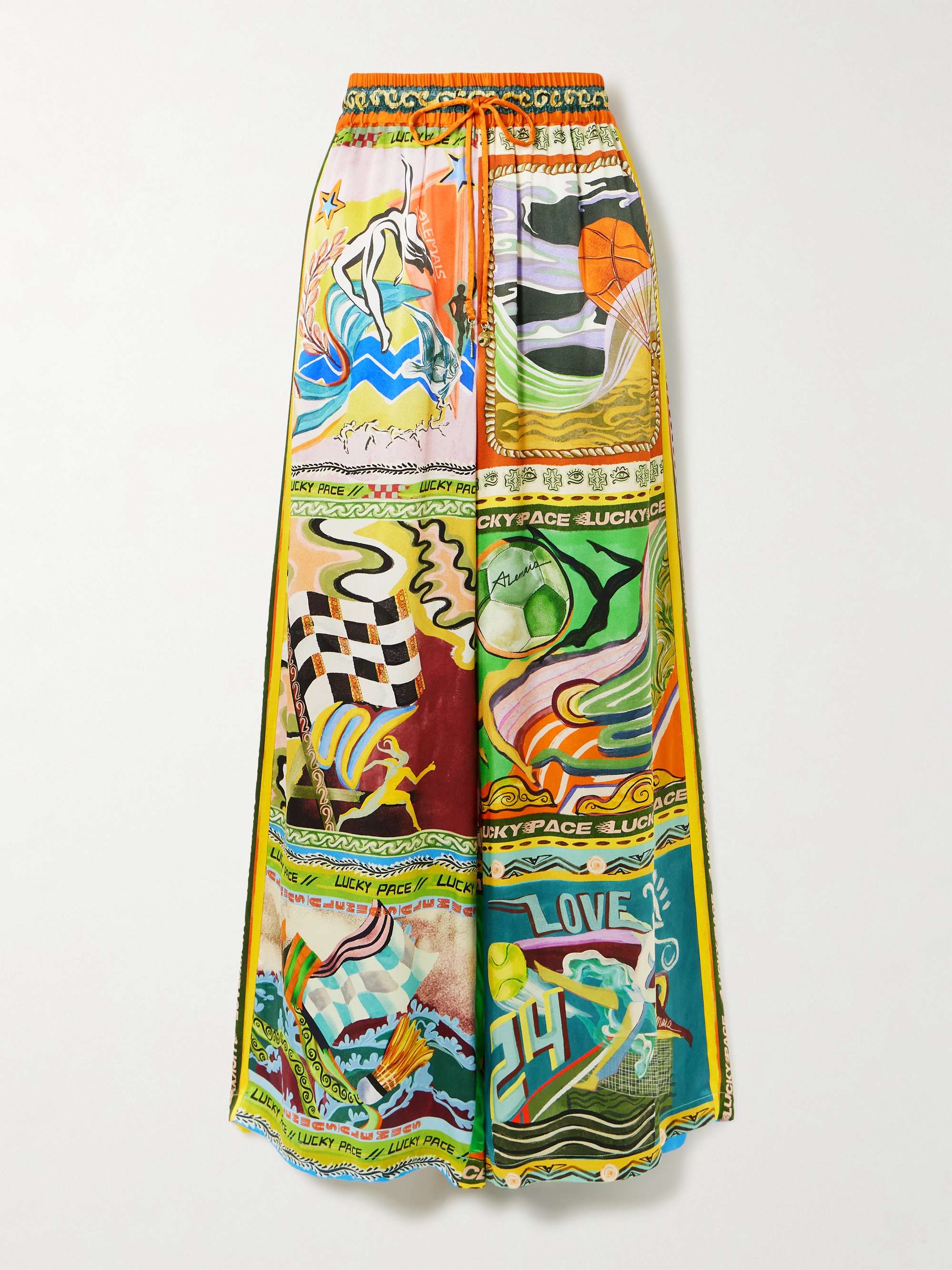 Lucky Pace printed silk-satin wide-leg pants view