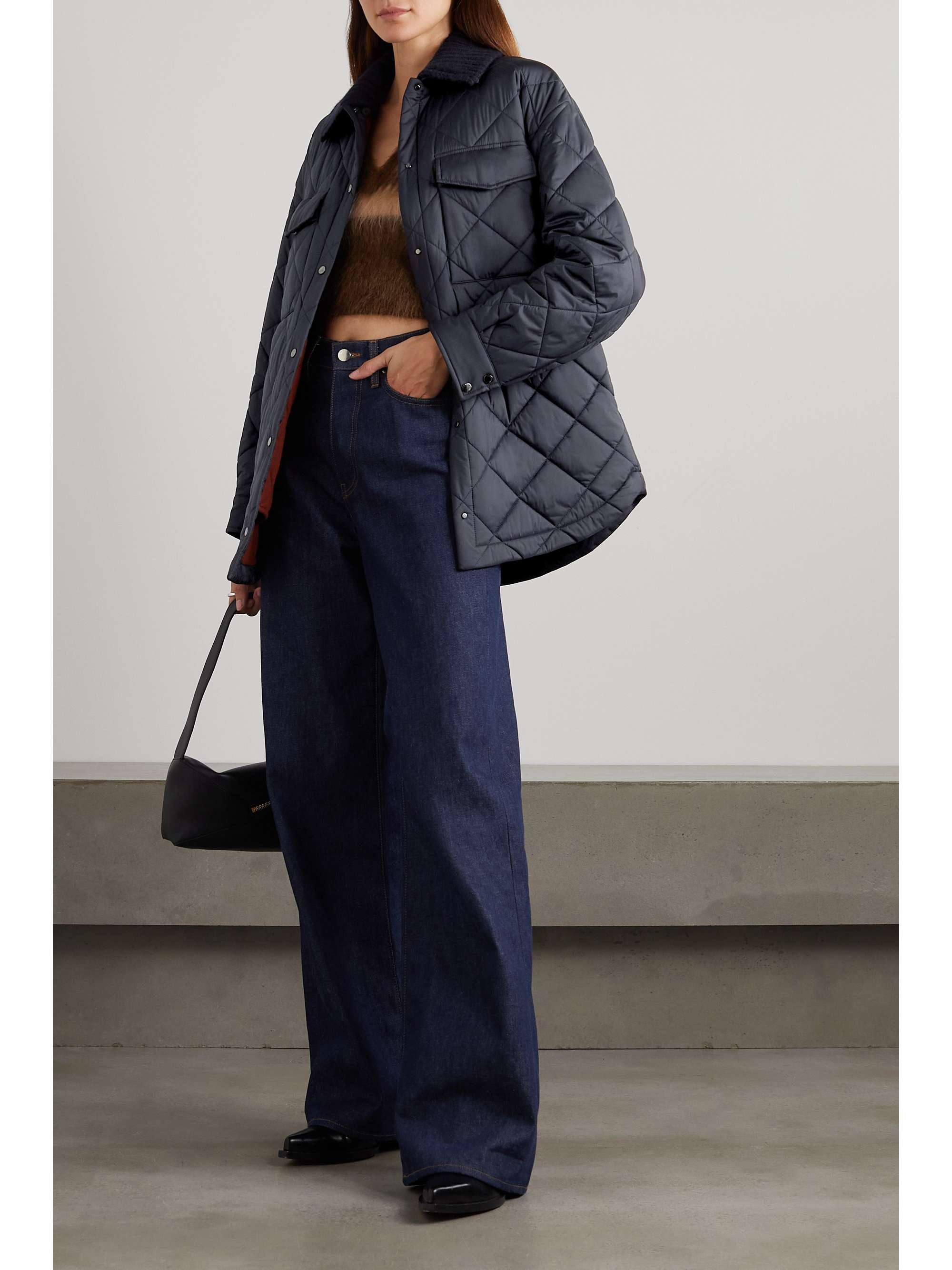 Rocar ribbed cashmere-trimmed quilted shell coat view