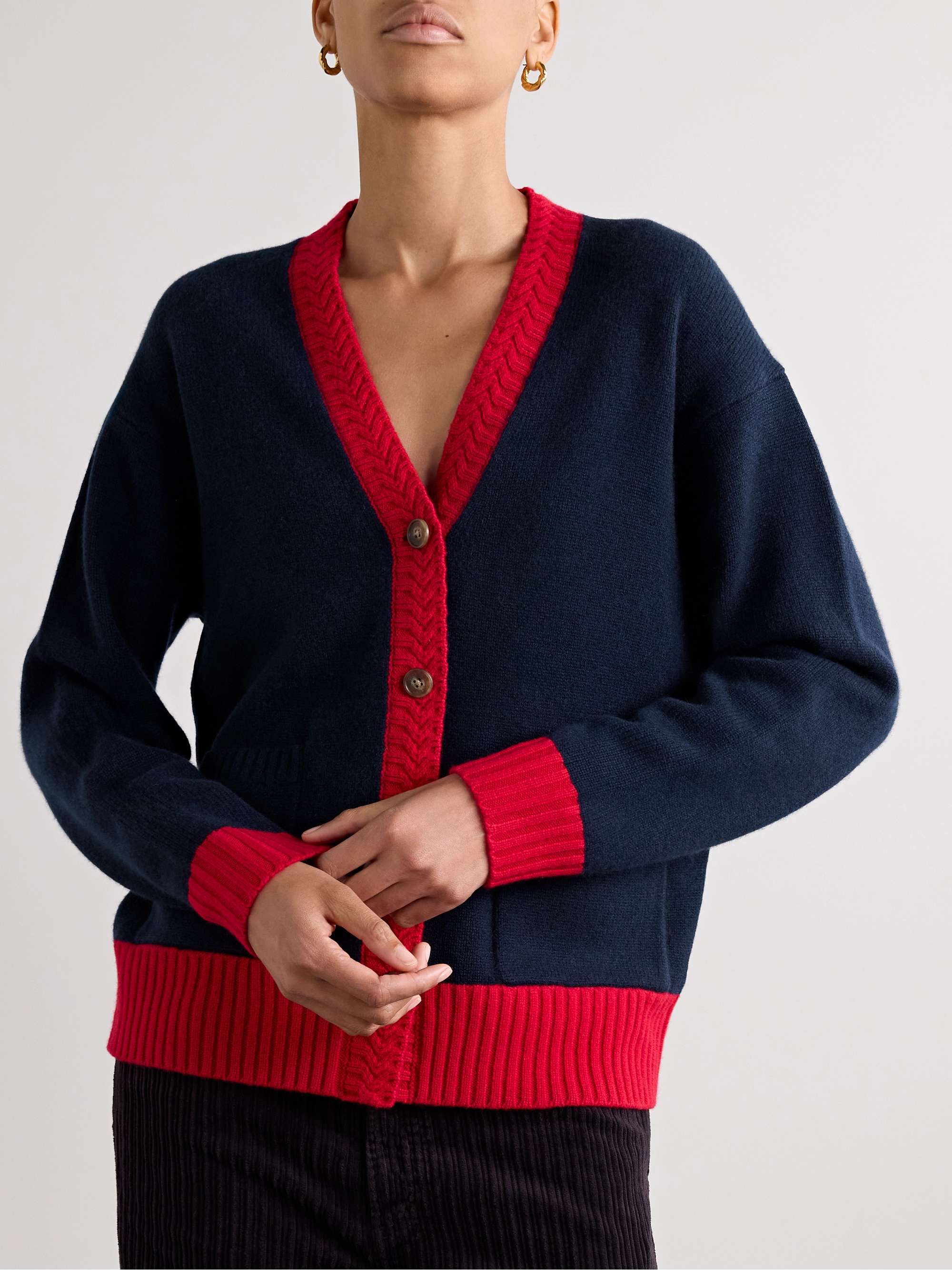 Color-block cashmere cardigan view