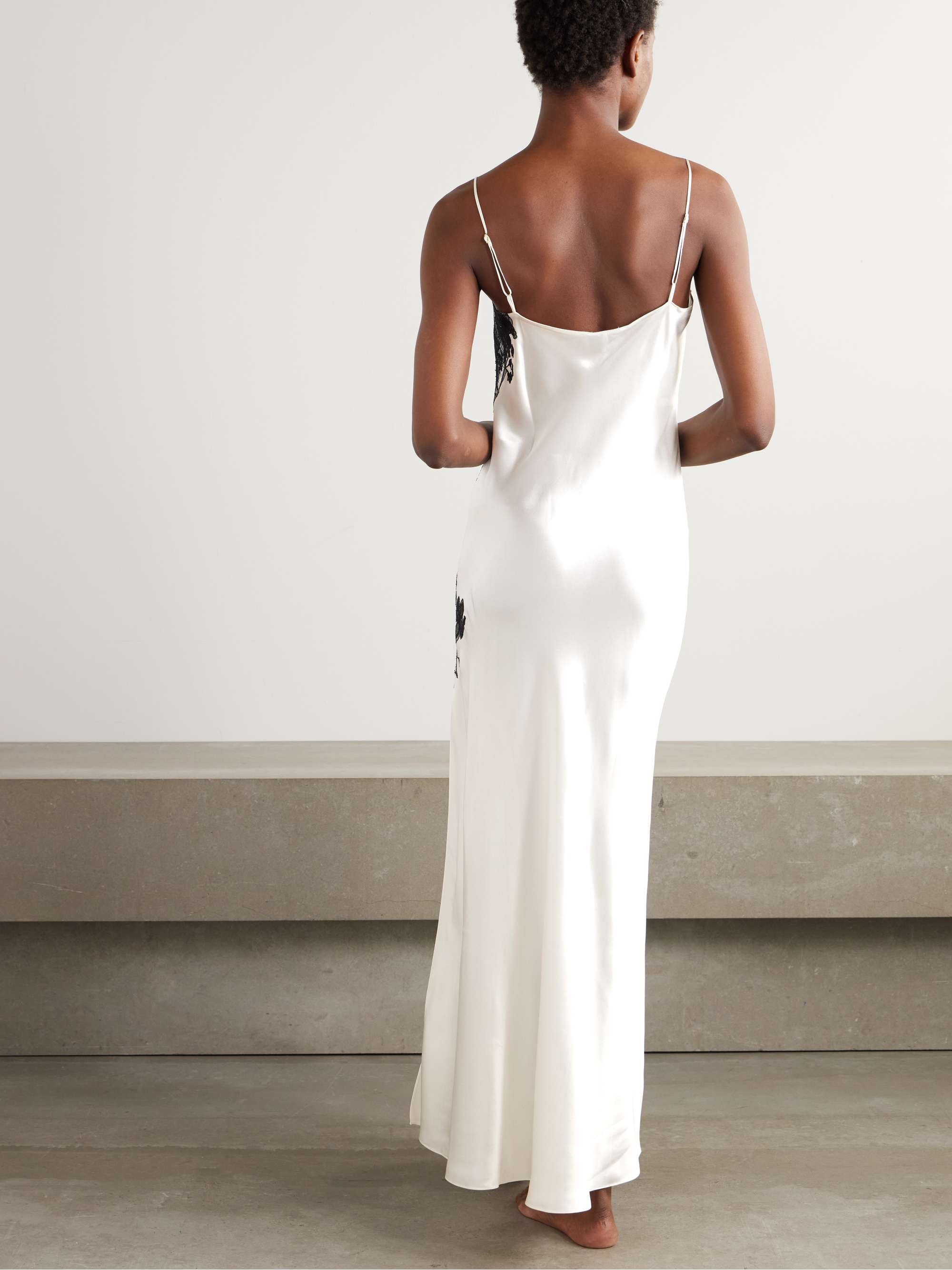 Lace-trimmed silk-satin nightdress view