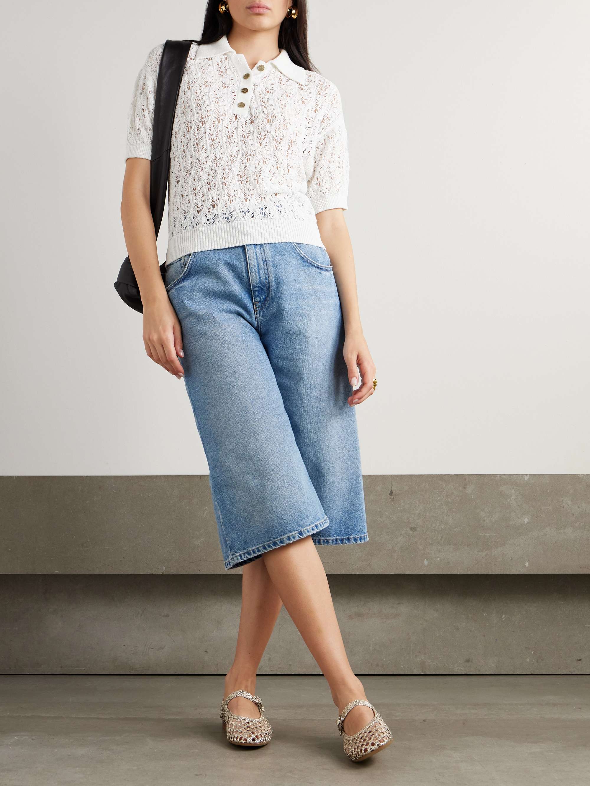 Qarar open-knit organic linen polo shirt view