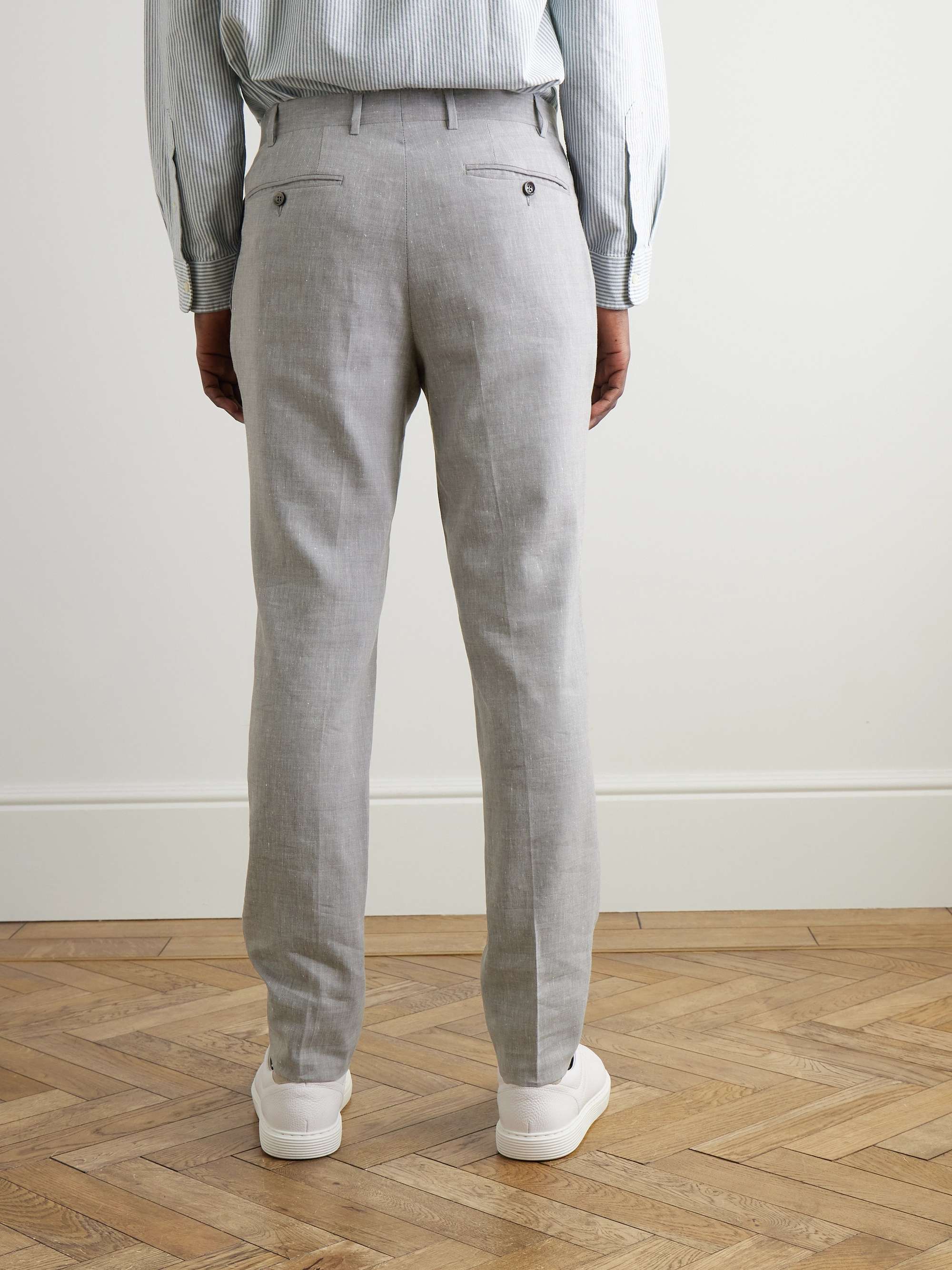 Tapered Linen and Wool-Blend Suit Trousers view
