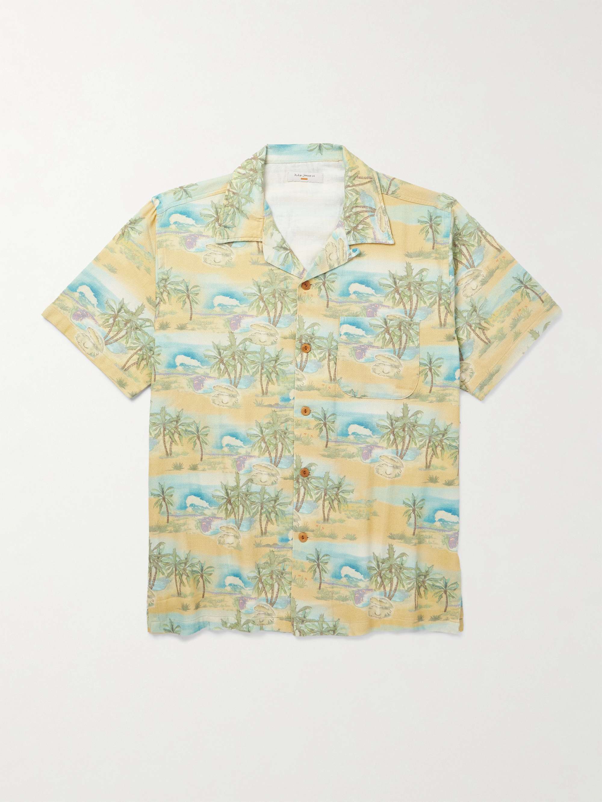 Arvid Pearls Convertible-Collar Printed Organic Cotton-Crepe Shirt view