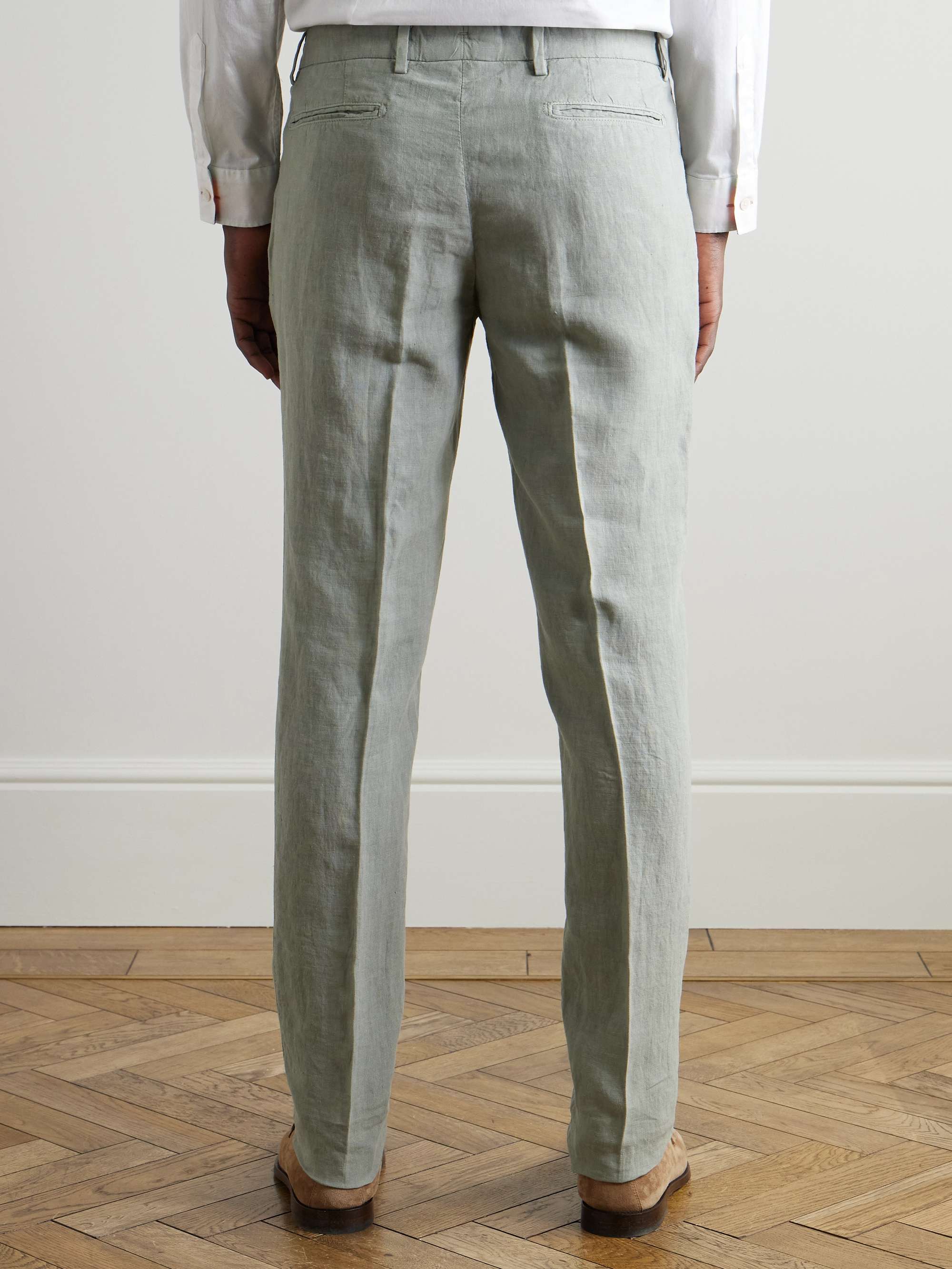 Slim-Fit Straight-Leg Linen Trousers view