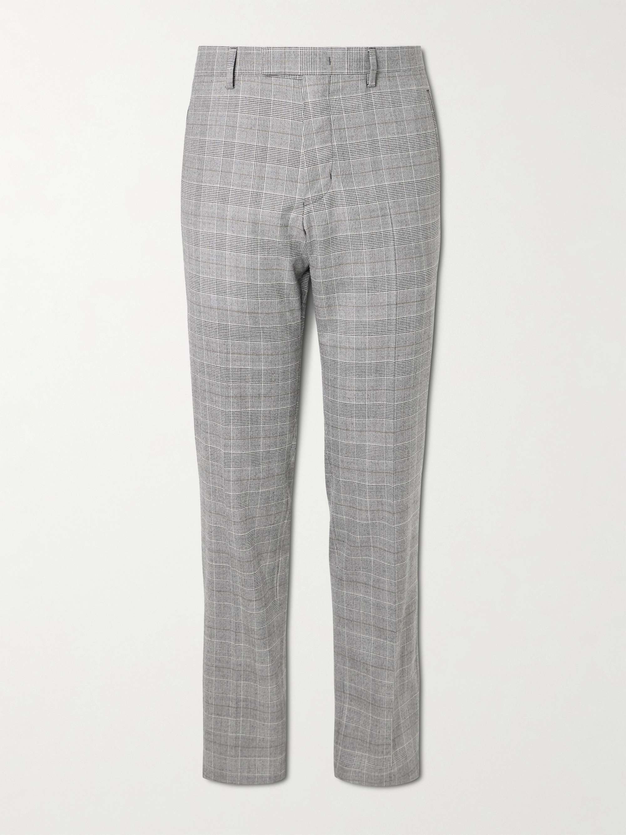 Slim-Fit Prince of Wales Checked Wool-Flannel Suit Trousers view