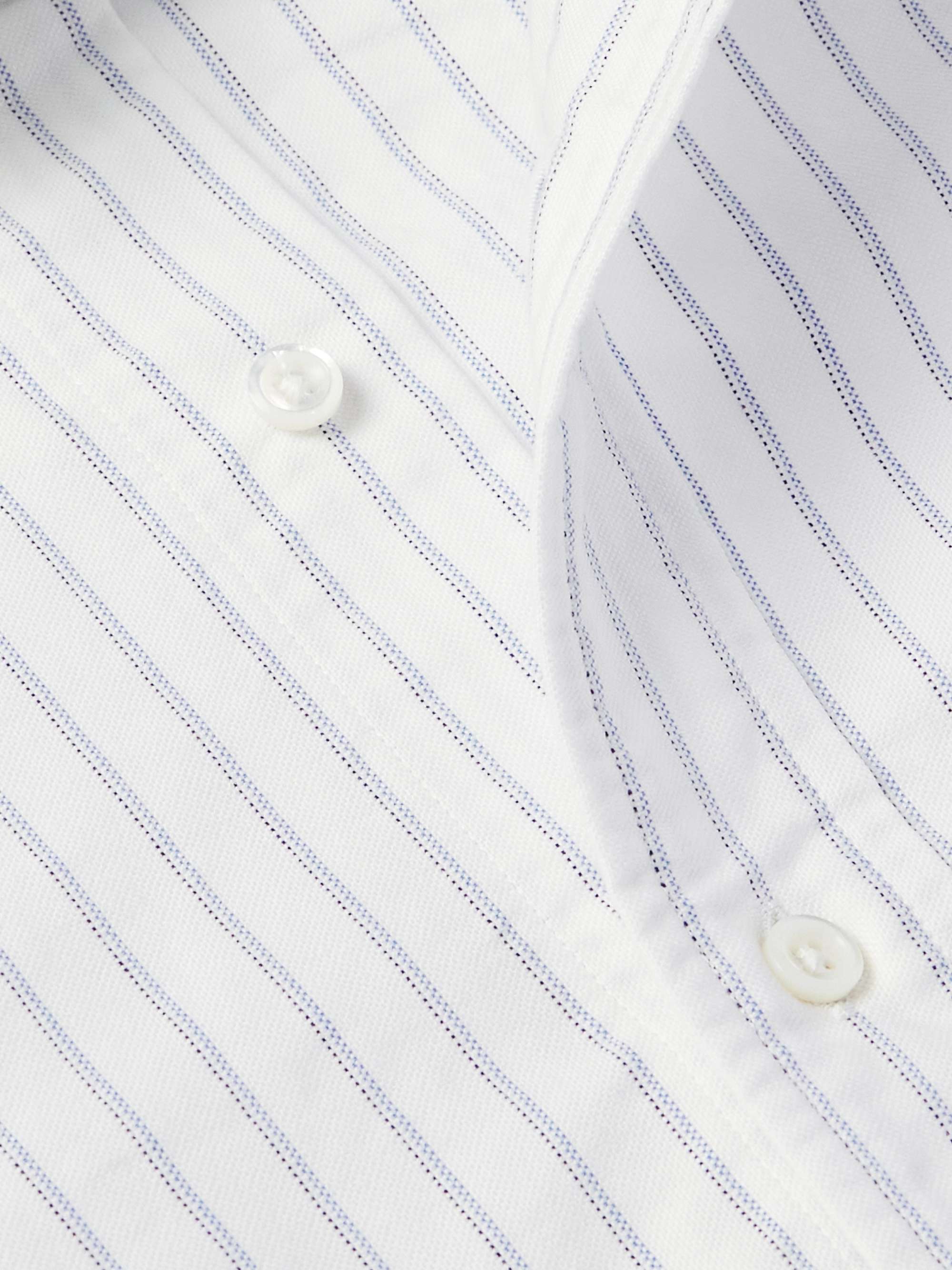 Penny-Collar Striped Cotton Shirt view