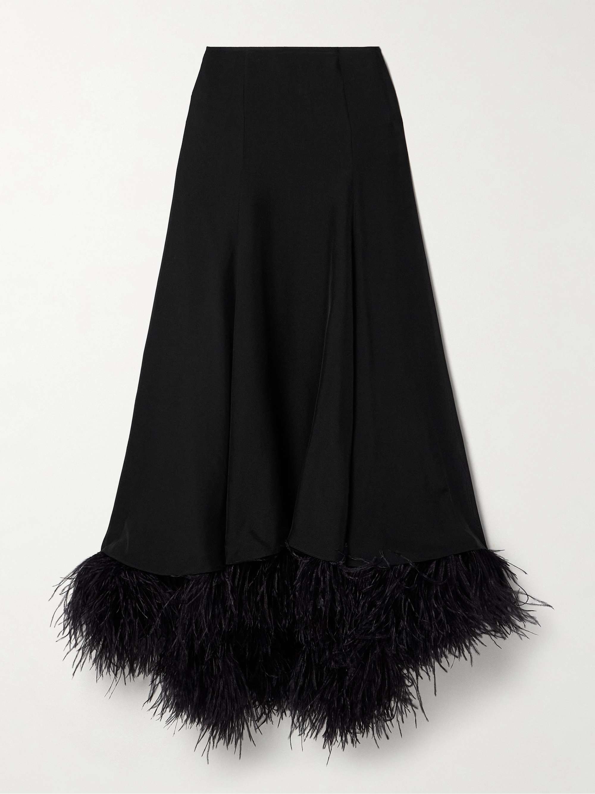 Renee feather-trimmed silk maxi skirt view