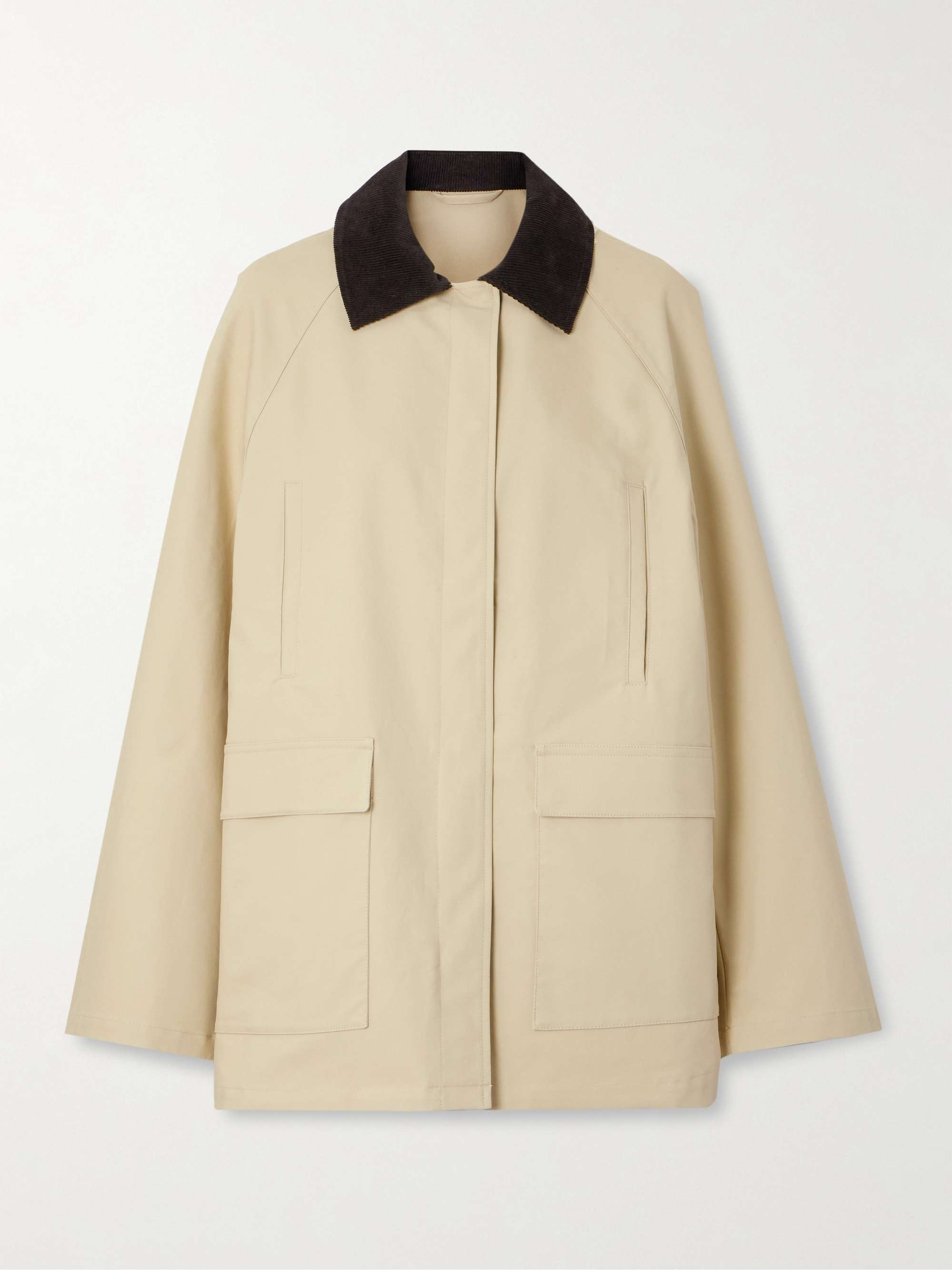 Corduroy-trimmed coated-canvas jacket view