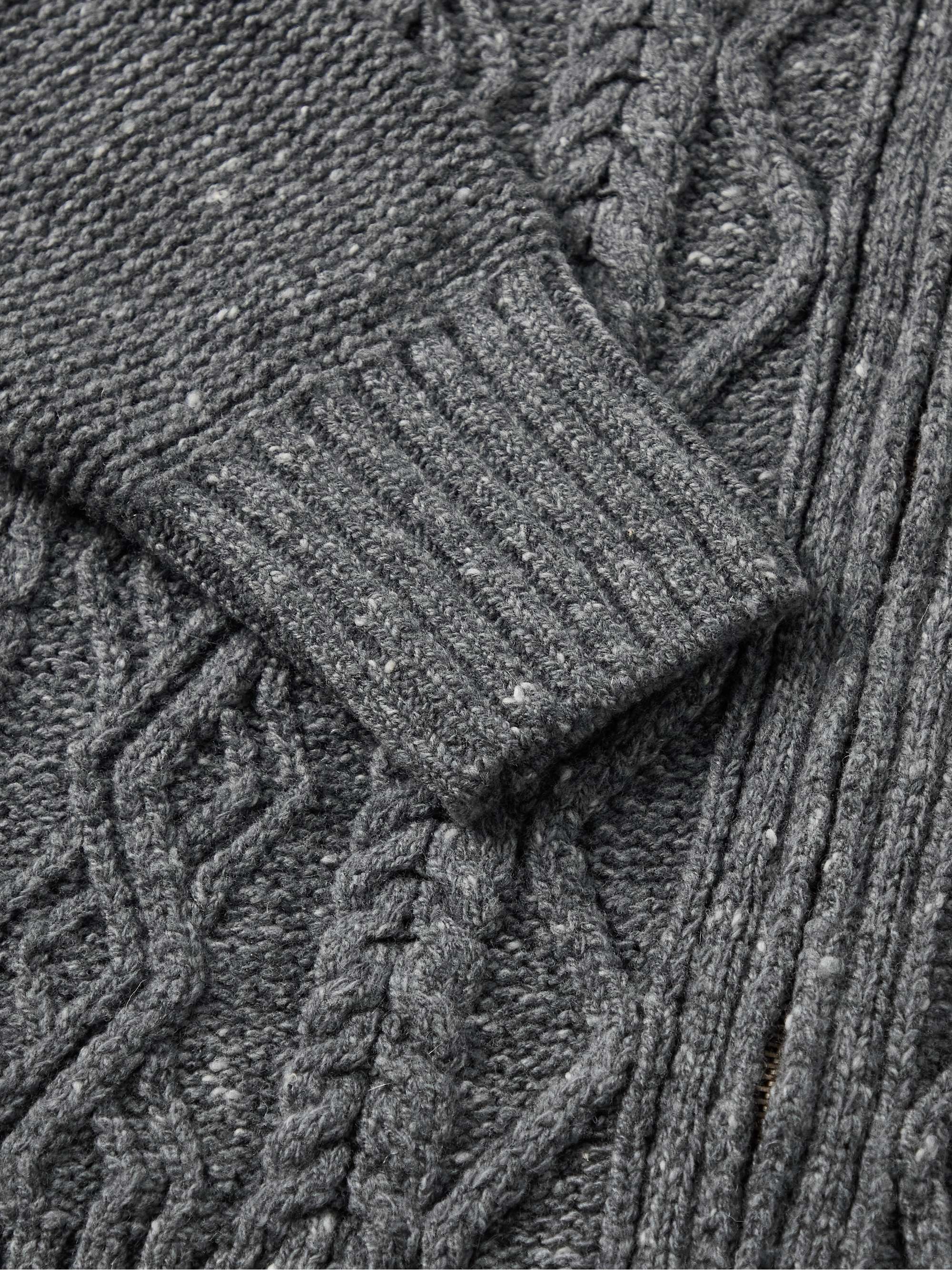 Cable-Knit Merino Wool and Cashmere-Blend Zip-Up Cardigan view