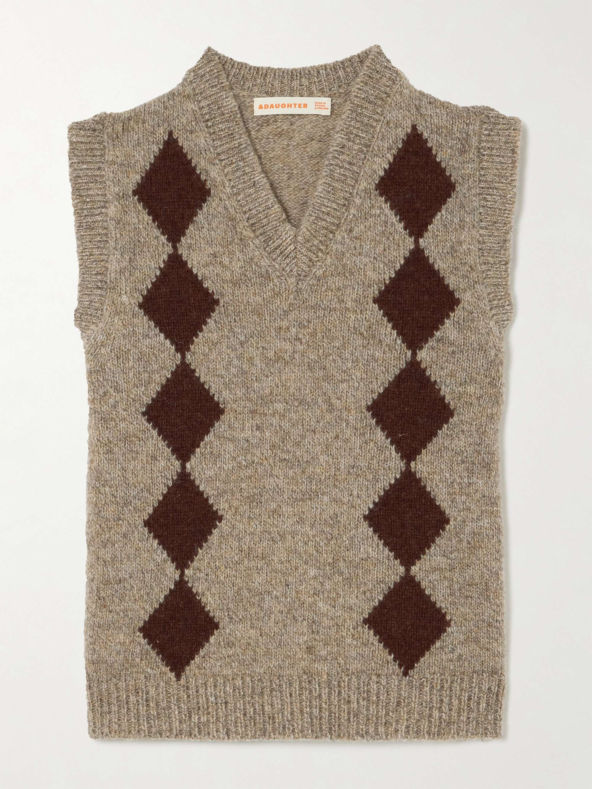 Argyle wool vest view