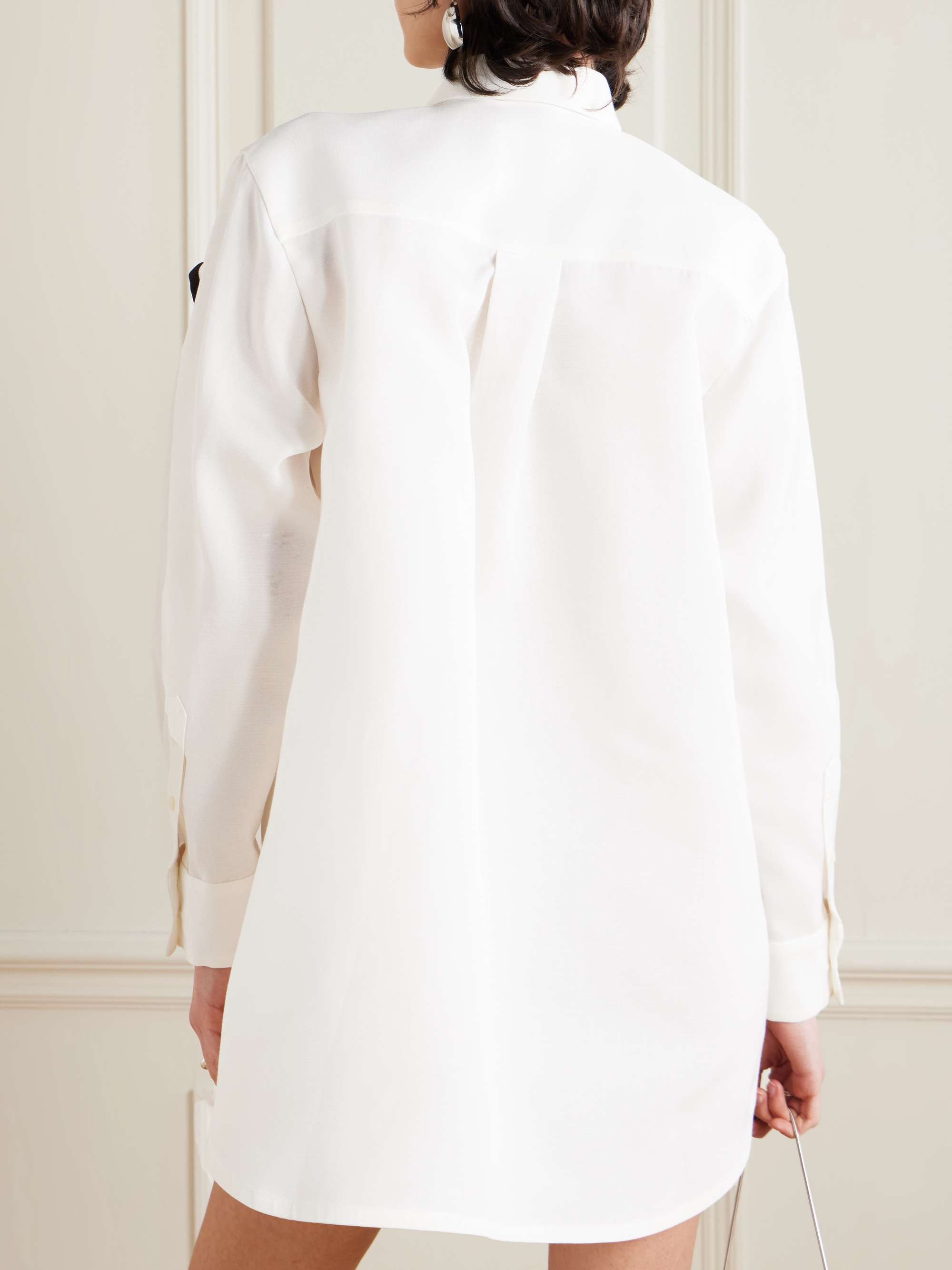 Paneled grosgrain-trimmed silk and cotton-blend shirt view