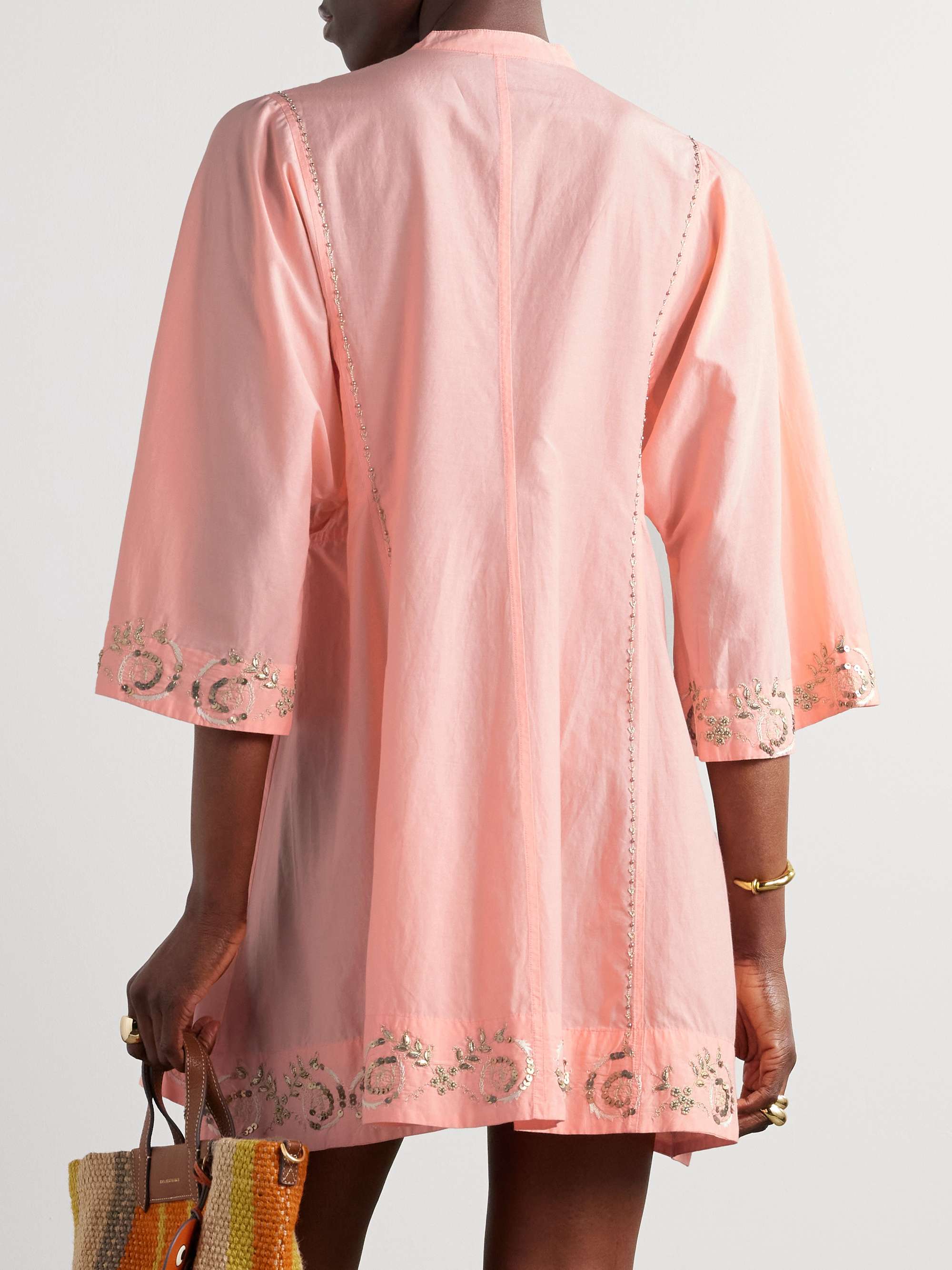 Rachel embellished embroidered cotton and silk-blend coverup view