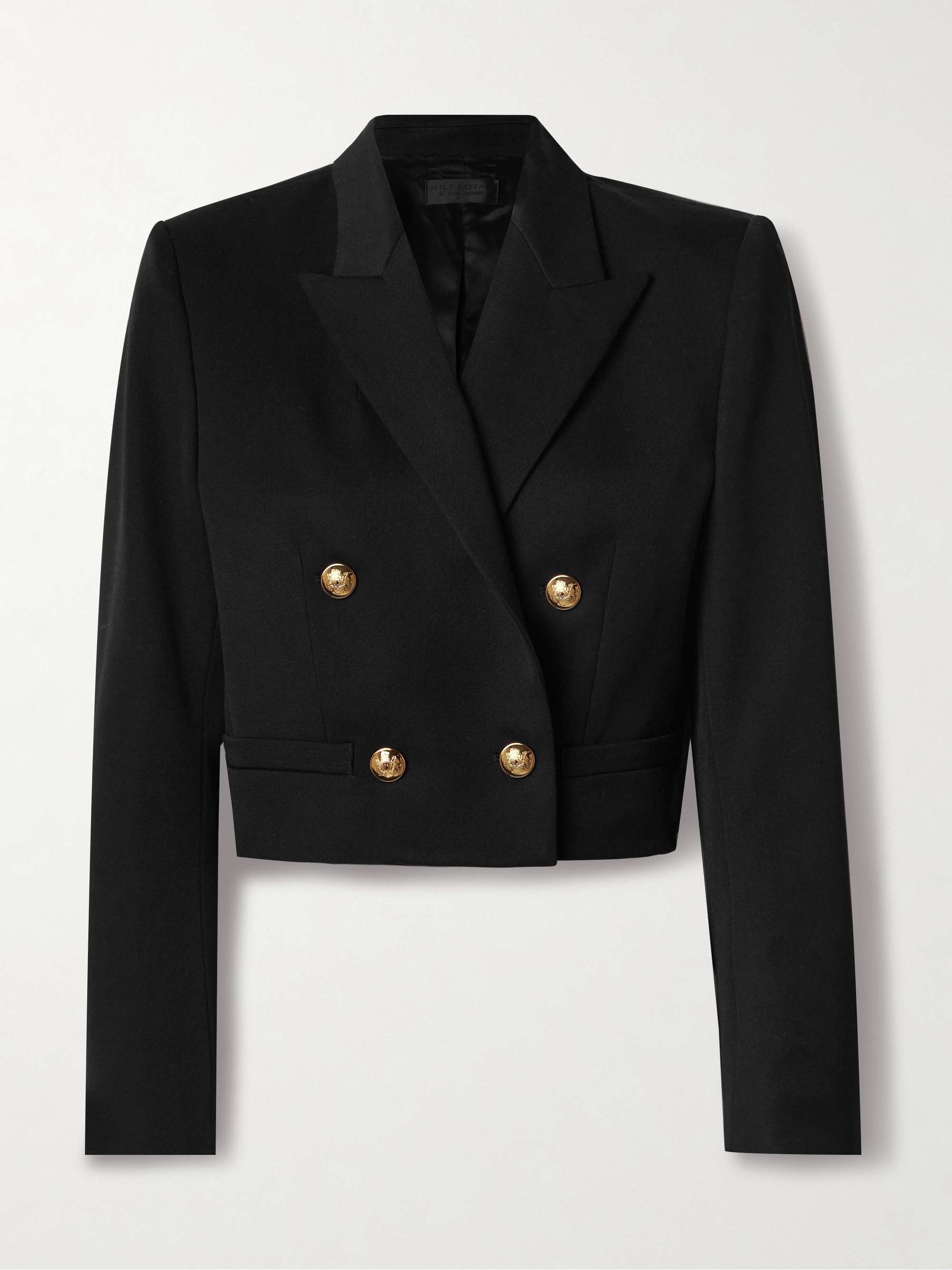 Beauregard cropped double-breasted wool-twill blazer view