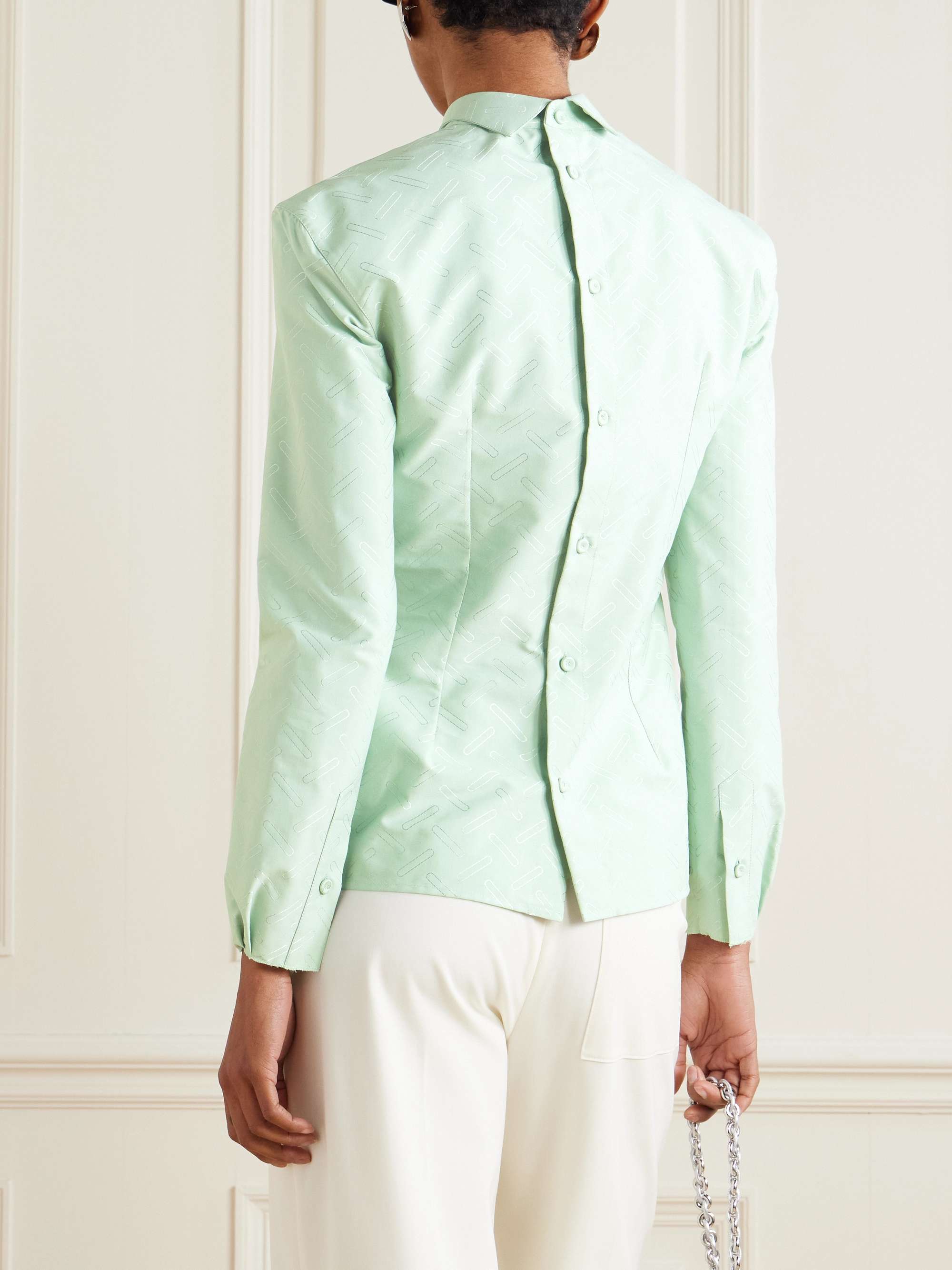 Embroidered cotton-blend jacquard blouse view