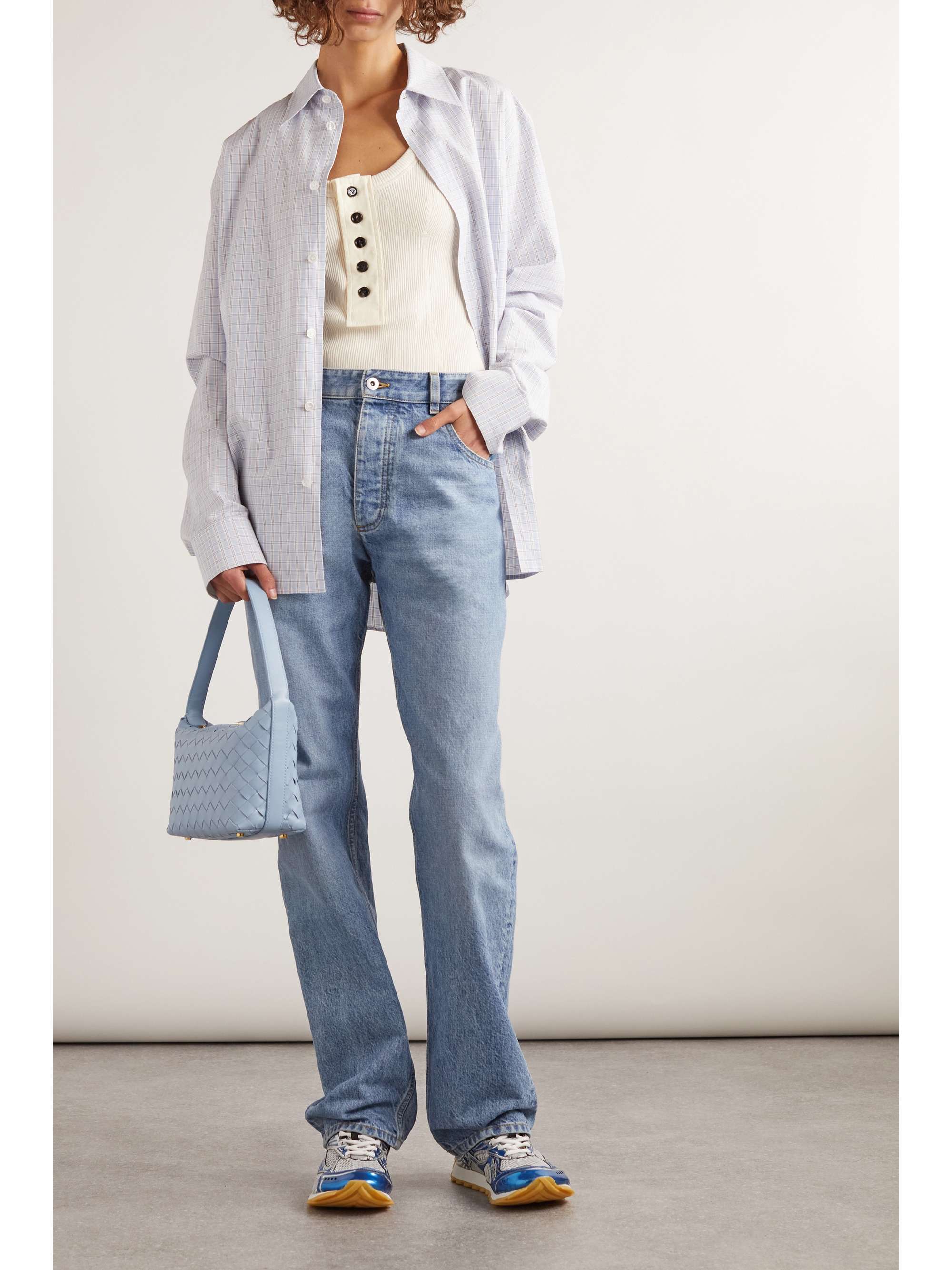 Checked cotton and linen-blend shirt view