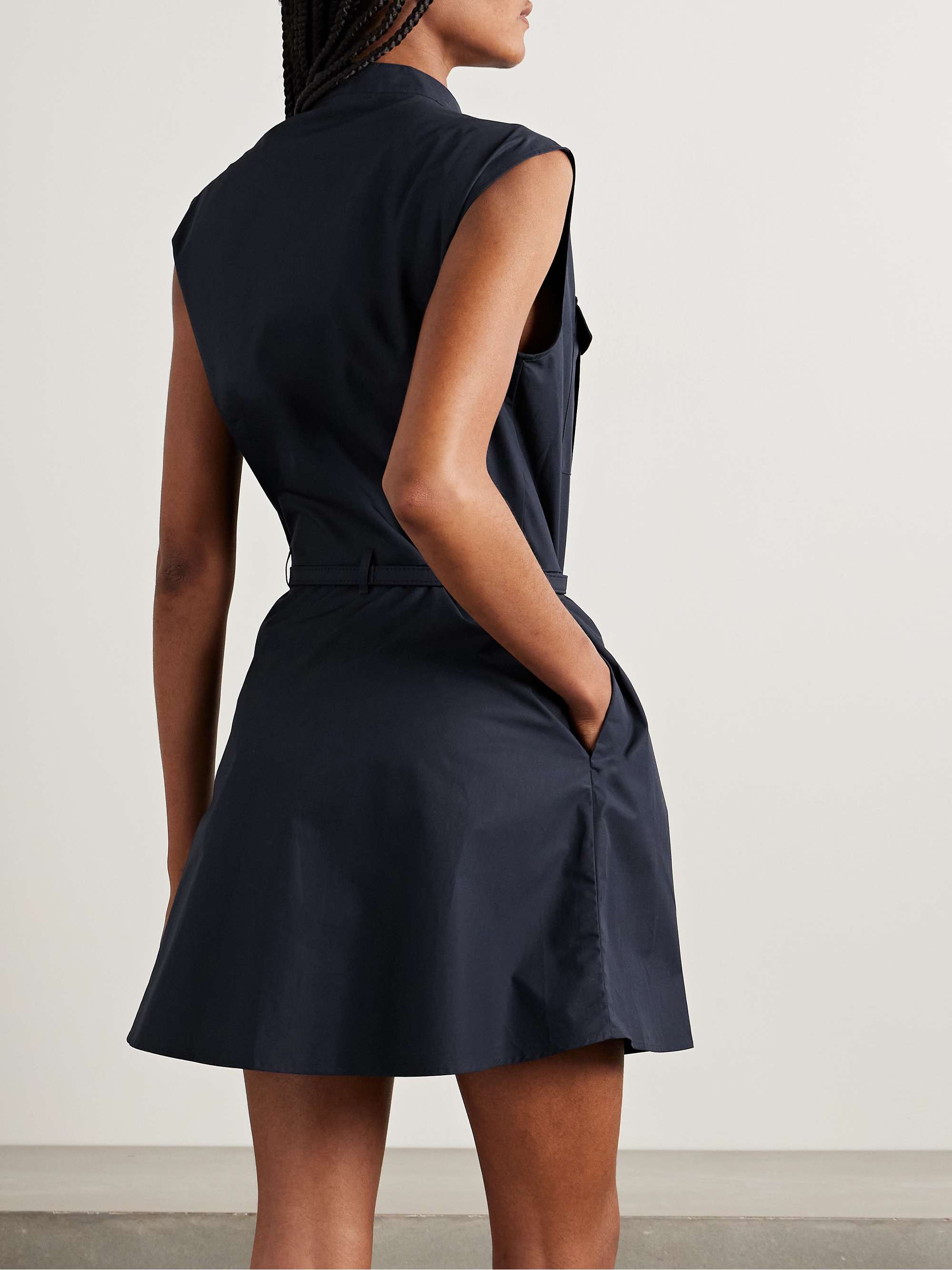 Belted cotton-poplin mini shirt dress view
