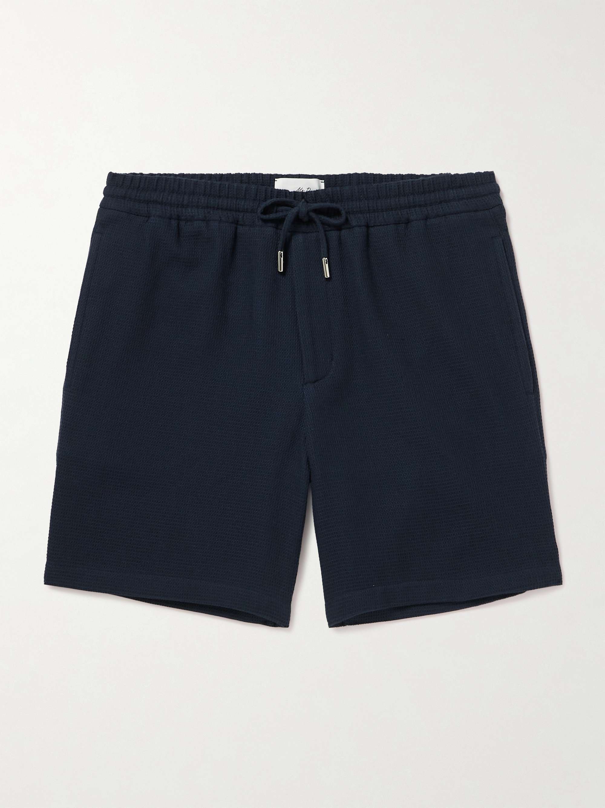 Straight-Leg Waffle-Knit Organic Cotton Drawstring Shorts view