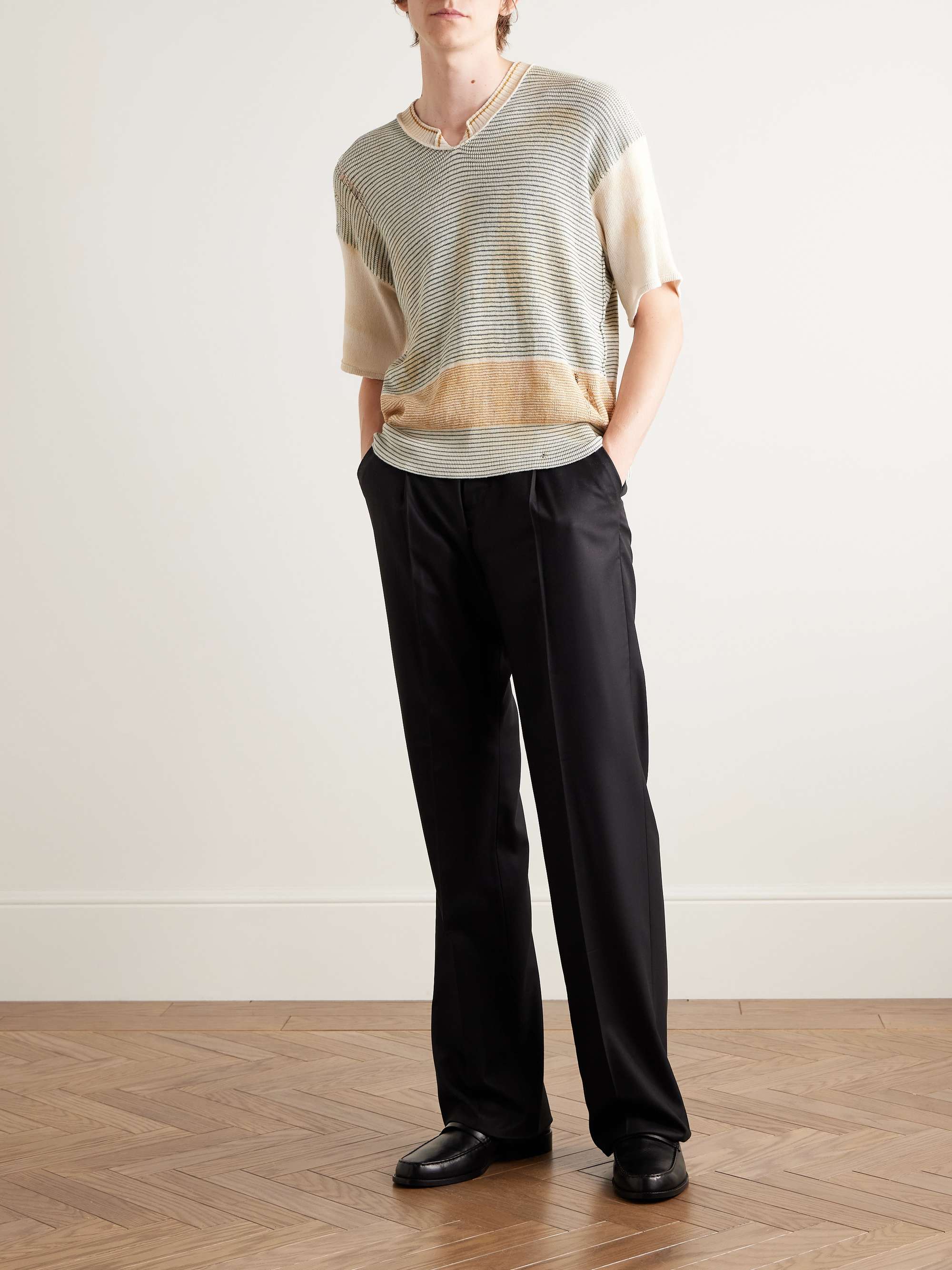 Here Comes Alice Distressed Striped Cotton Sweater view